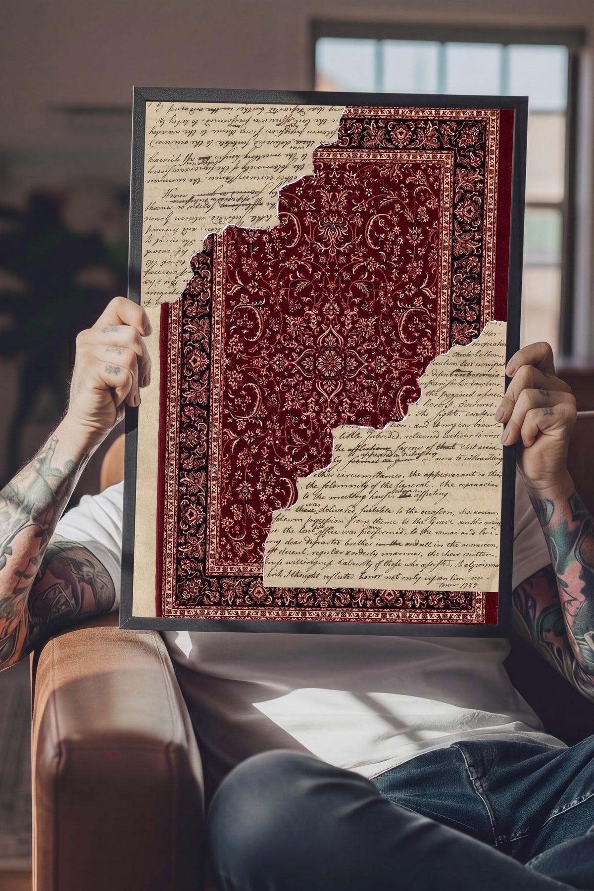 Desenli kolaj illüstrasyonu Poster – Siyah Çerçeveli Tablo