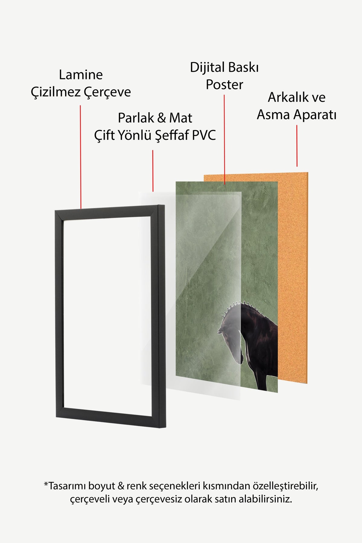 At figürü Poster – Siyah Çerçeveli Tablo