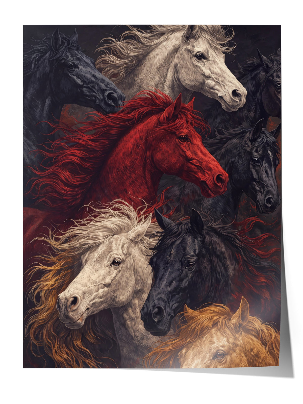 Koşan Atlar Çerçevesiz Poster
