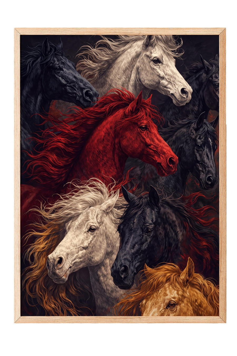 Koşan Atlar Poster – Ahşap Çerçeveli Tablo