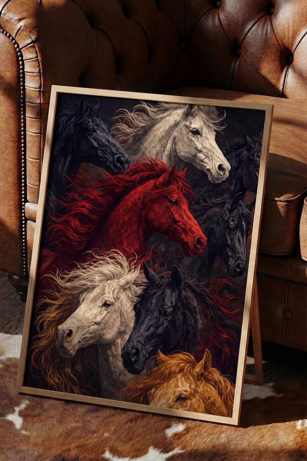 Koşan Atlar Poster – Ahşap Çerçeveli Tablo