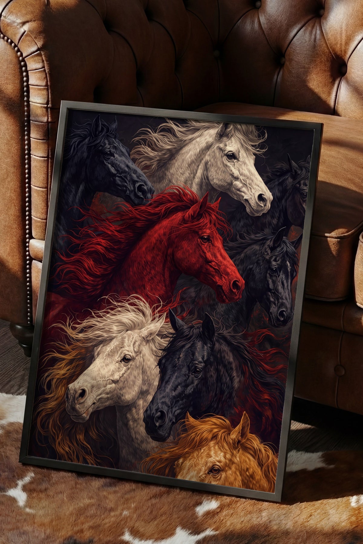 Koşan Atlar Poster – Siyah Çerçeveli Tablo