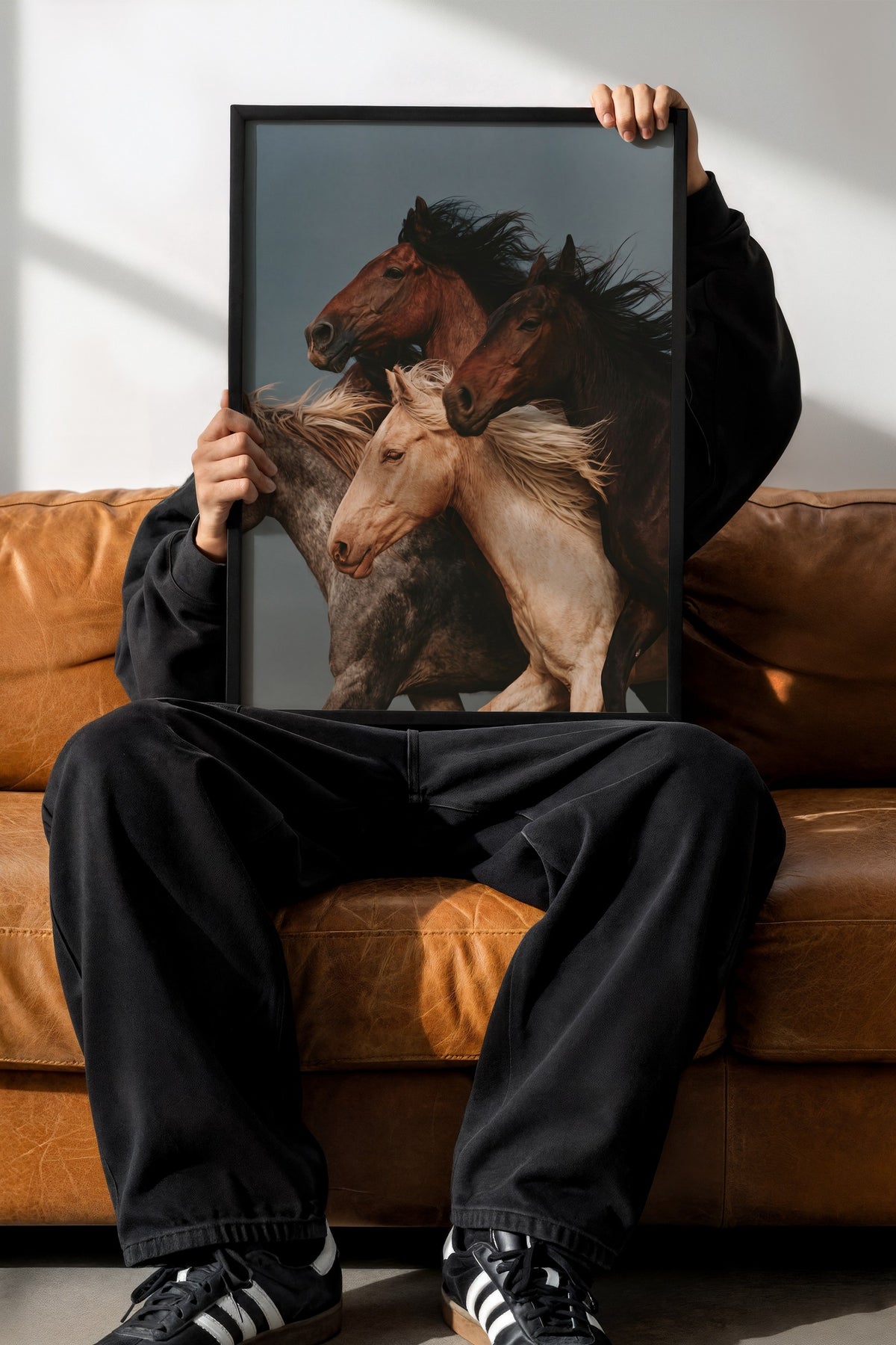 Koşan Atlar Poster – Siyah Çerçeveli Tablo