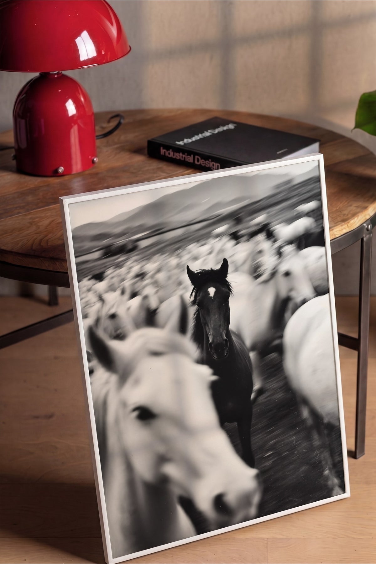 Atlar ve Doğa Manzarası Poster – Beyaz Çerçeveli Tablo