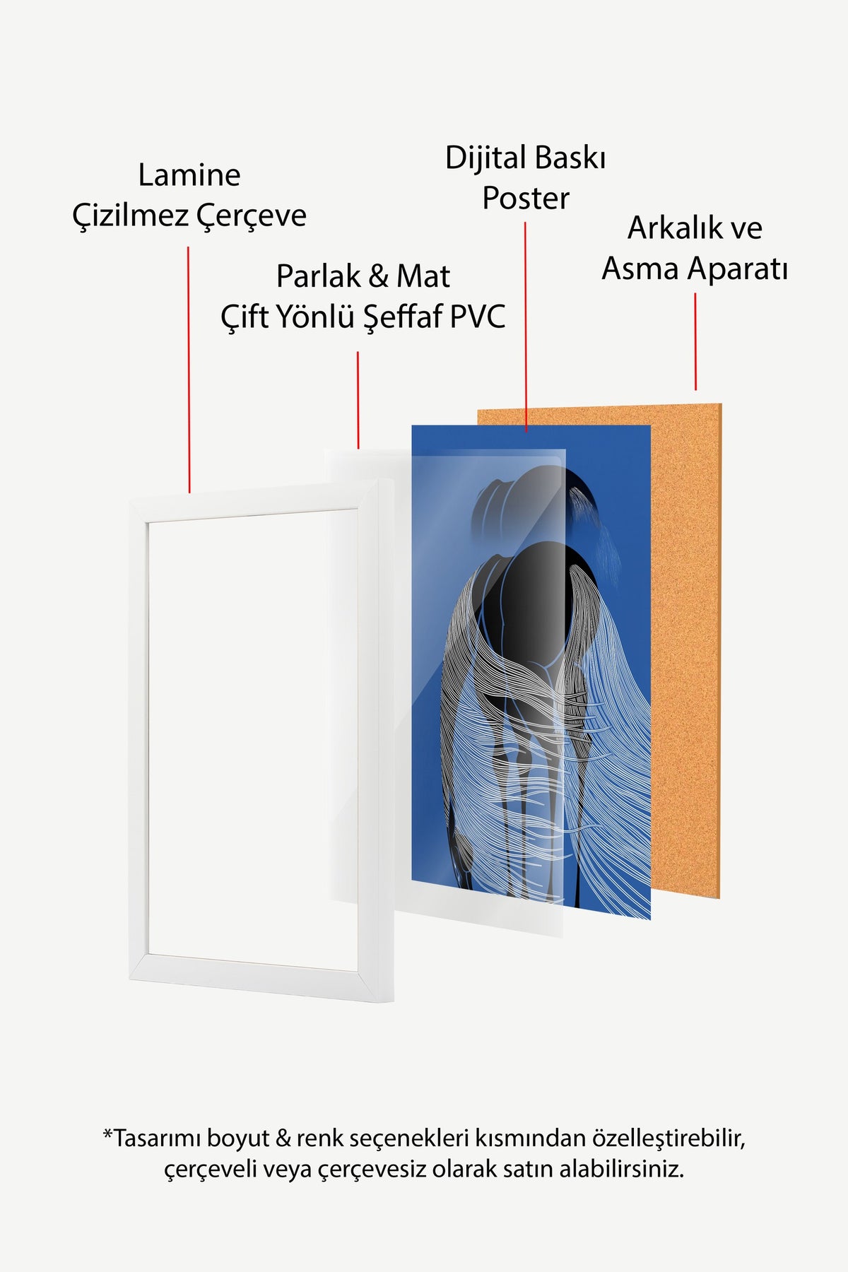 Soyut At Poster – Beyaz Çerçeveli Tablo