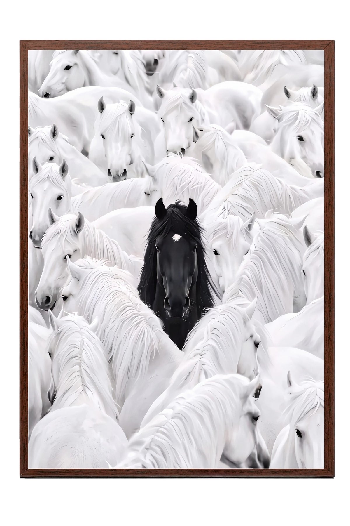 Kalabalık İçinde Tek Renk Poster – Kahverengi Çerçeveli Tablo