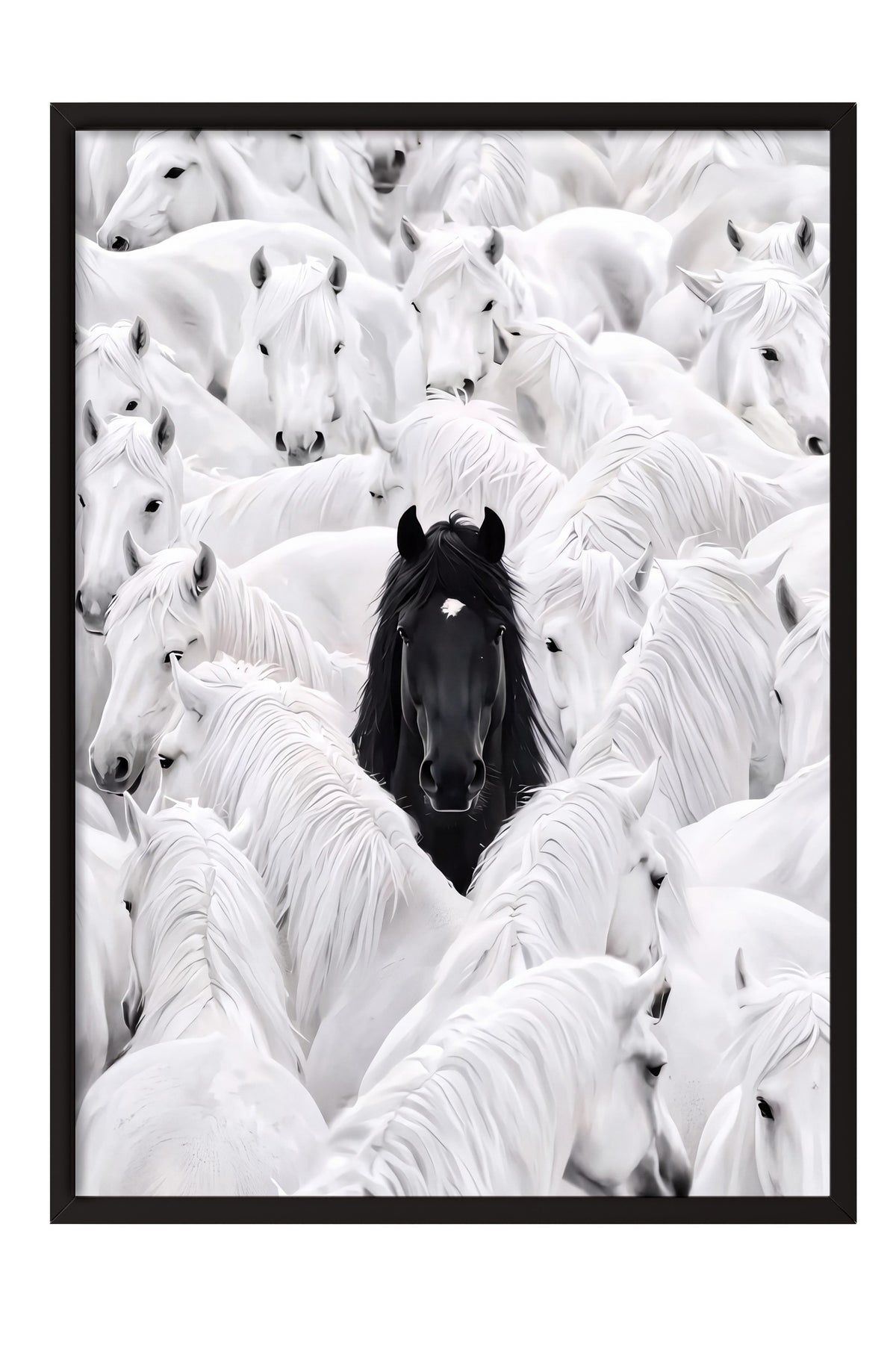 Kalabalık İçinde Tek Renk Poster – Siyah Çerçeveli Tablo