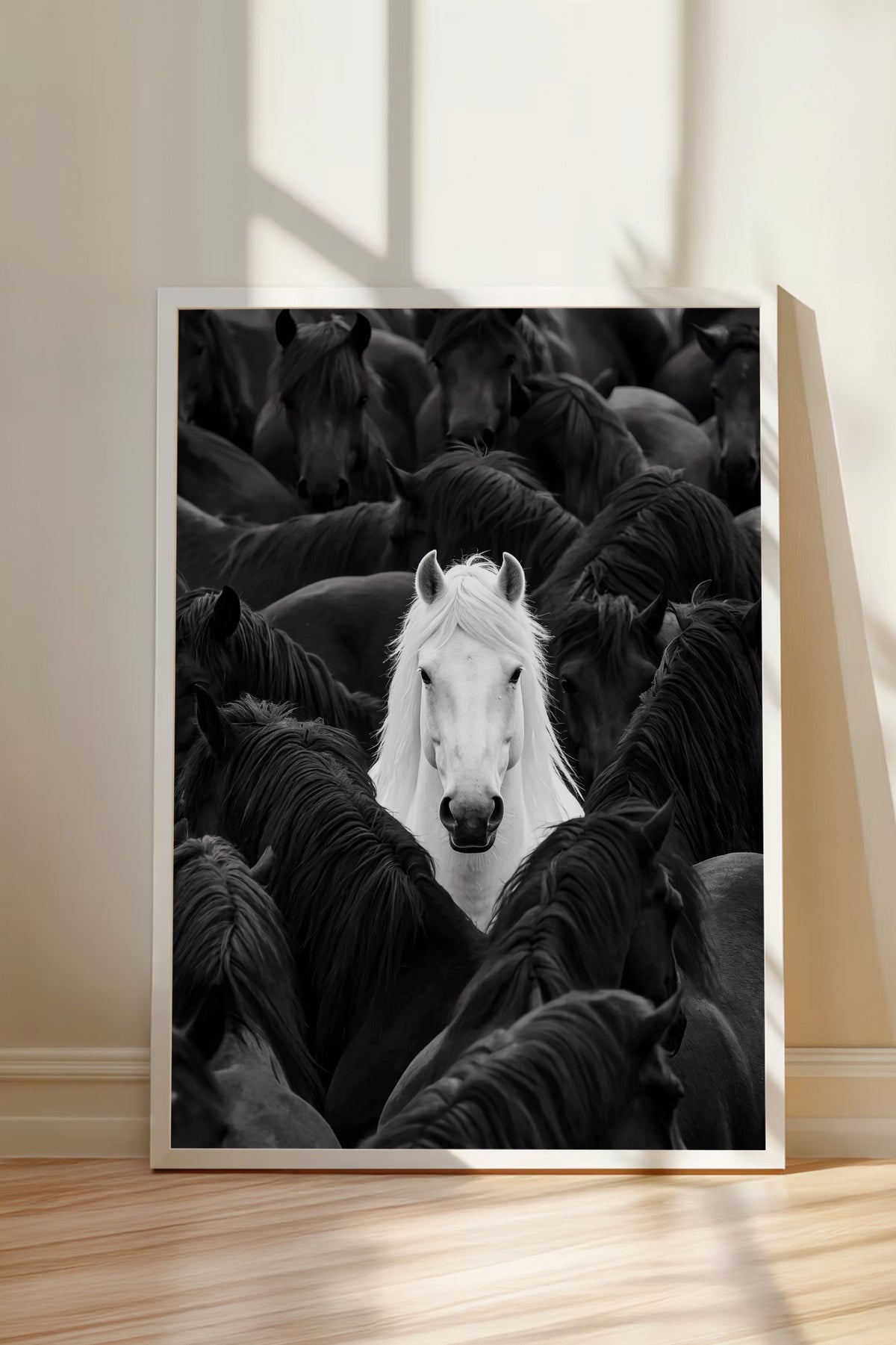 Farklı Renklerde Atlar Poster – Beyaz Çerçeveli Tablo