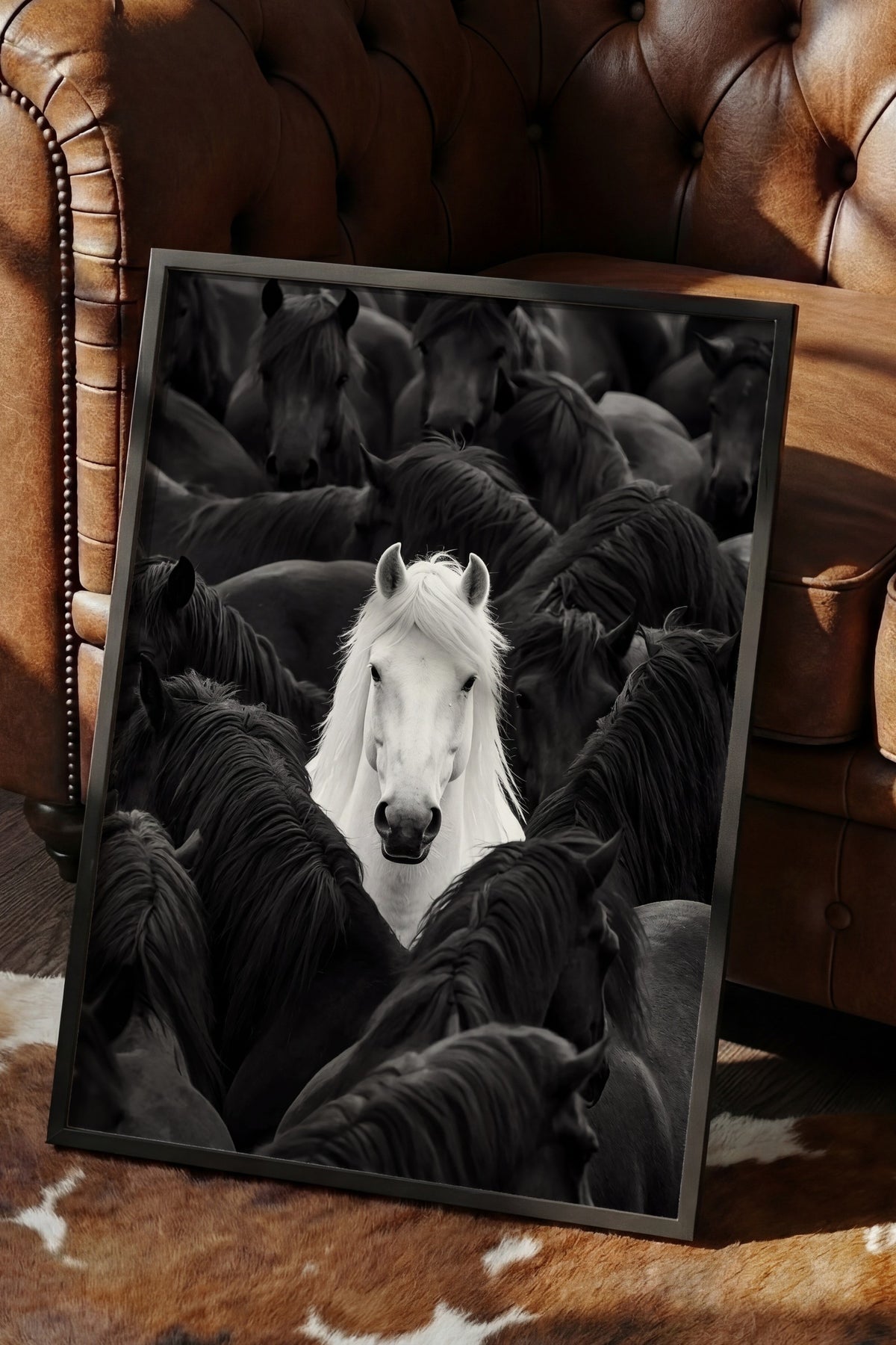 Farklı Renklerde Atlar Poster – Siyah Çerçeveli Tablo
