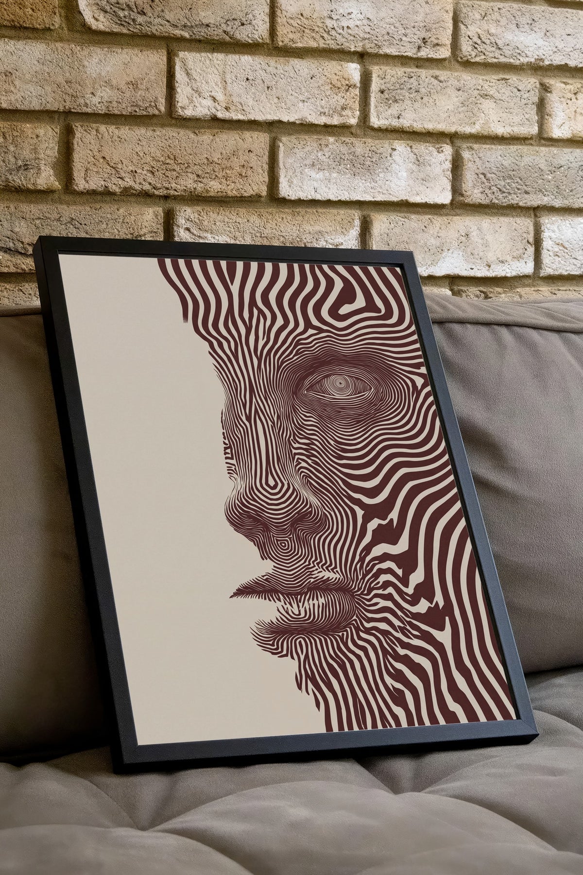 Soyut Yüz Deseni Poster – Siyah Çerçeveli Tablo