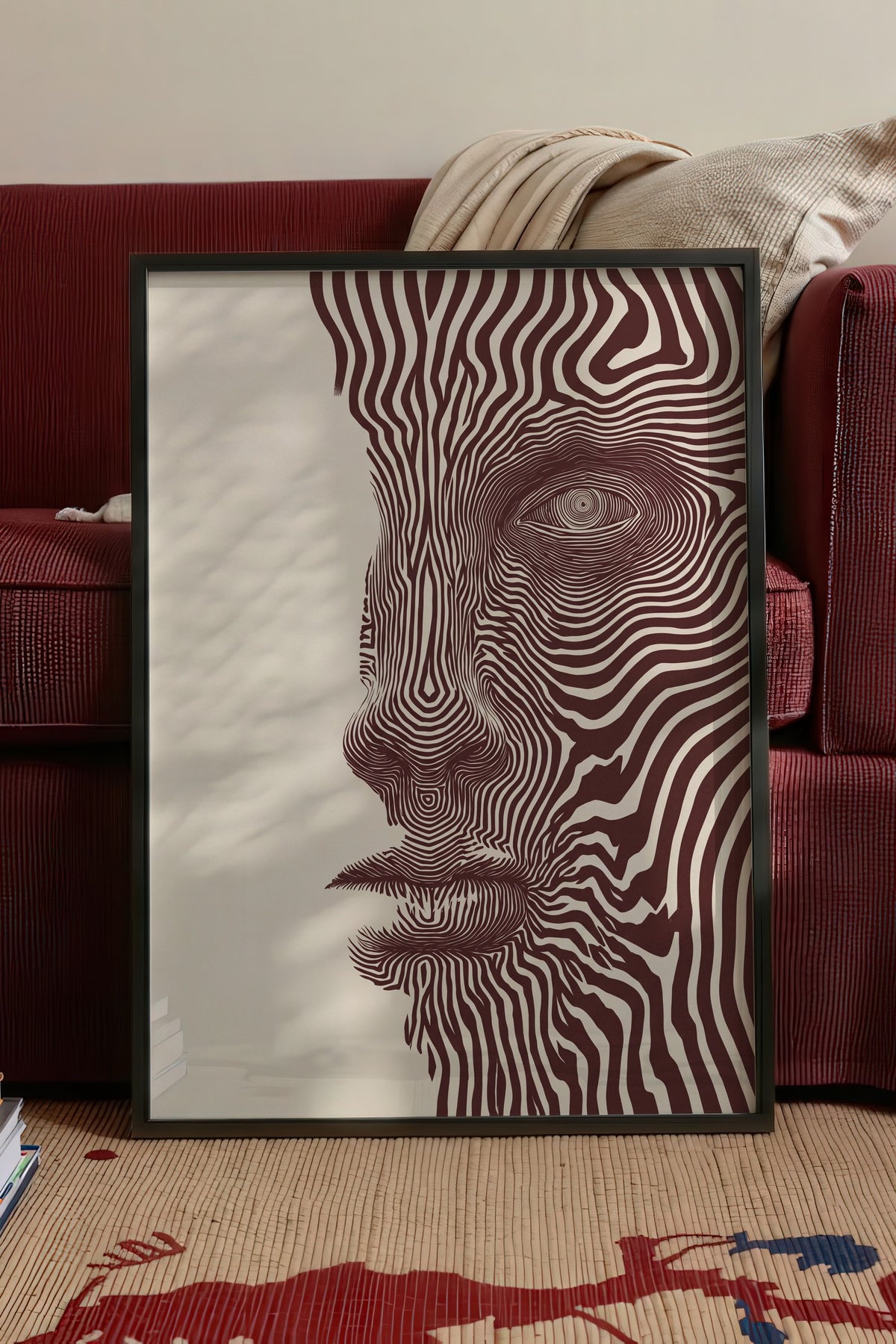 Soyut Yüz Deseni Poster – Siyah Çerçeveli Tablo