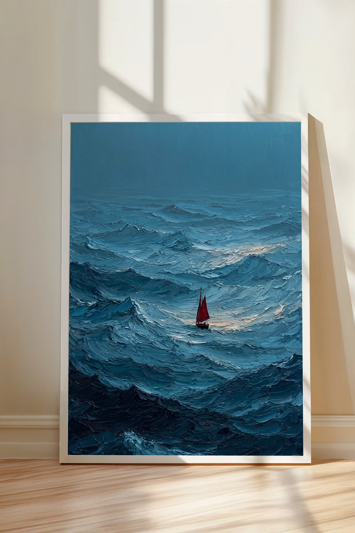 Fırtınalı Denizde Yelkenli Poster – Beyaz Çerçeveli Tablo