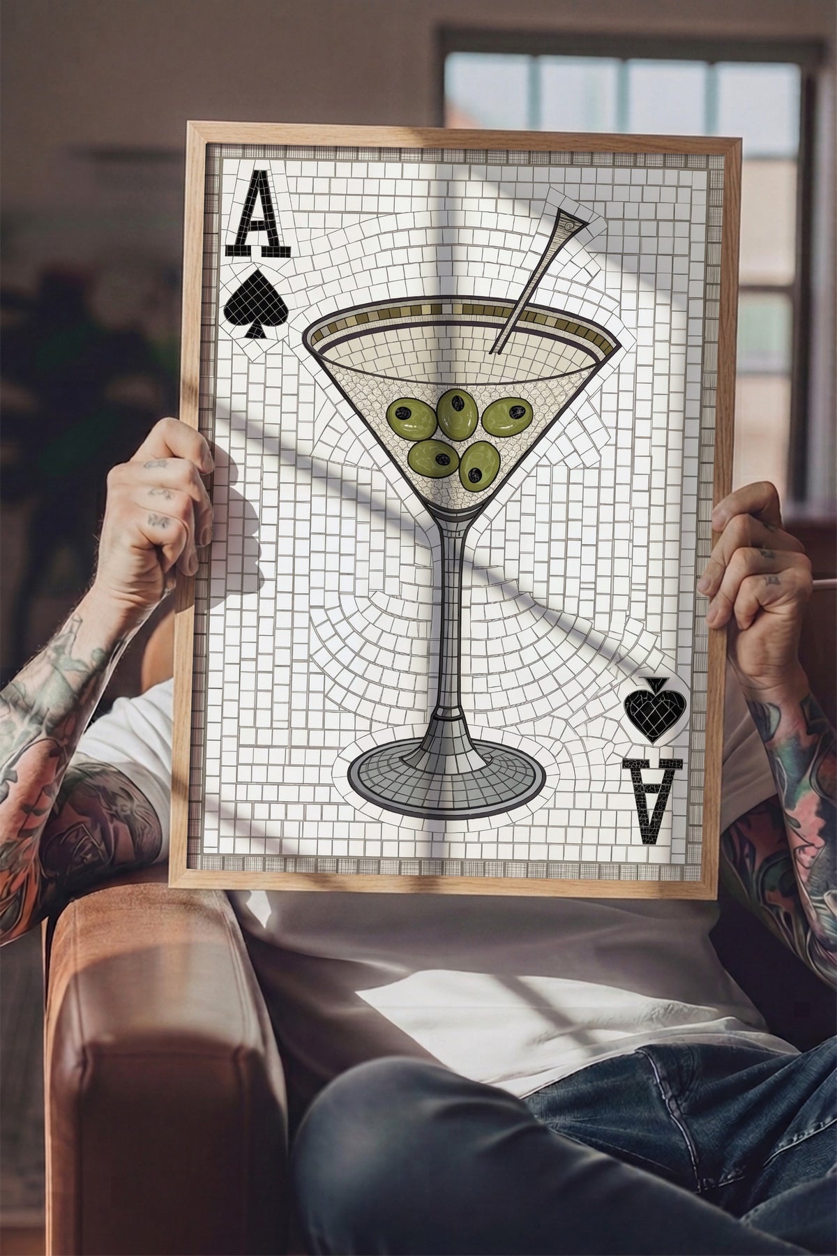 Zeytinli Martini Mozaiği Poster – Ahşap Çerçeveli Tablo