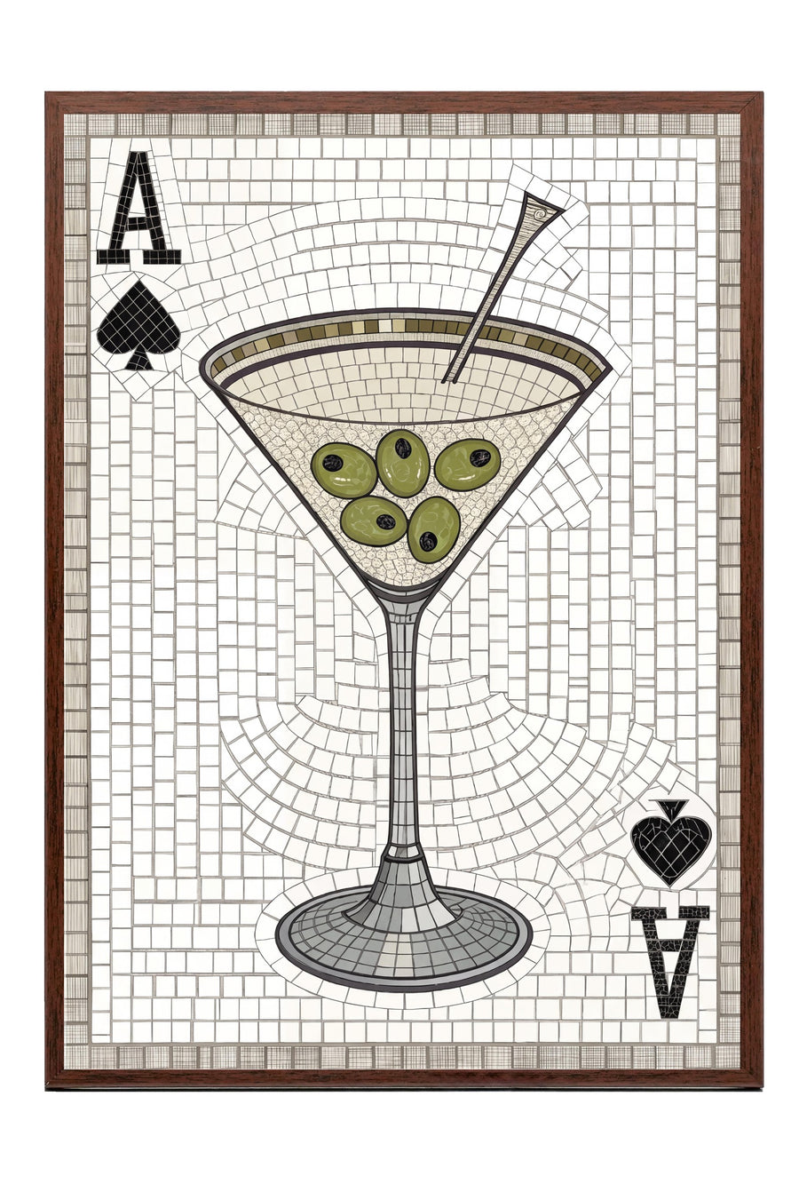 Zeytinli Martini Mozaiği Poster – Kahverengi Çerçeveli Tablo