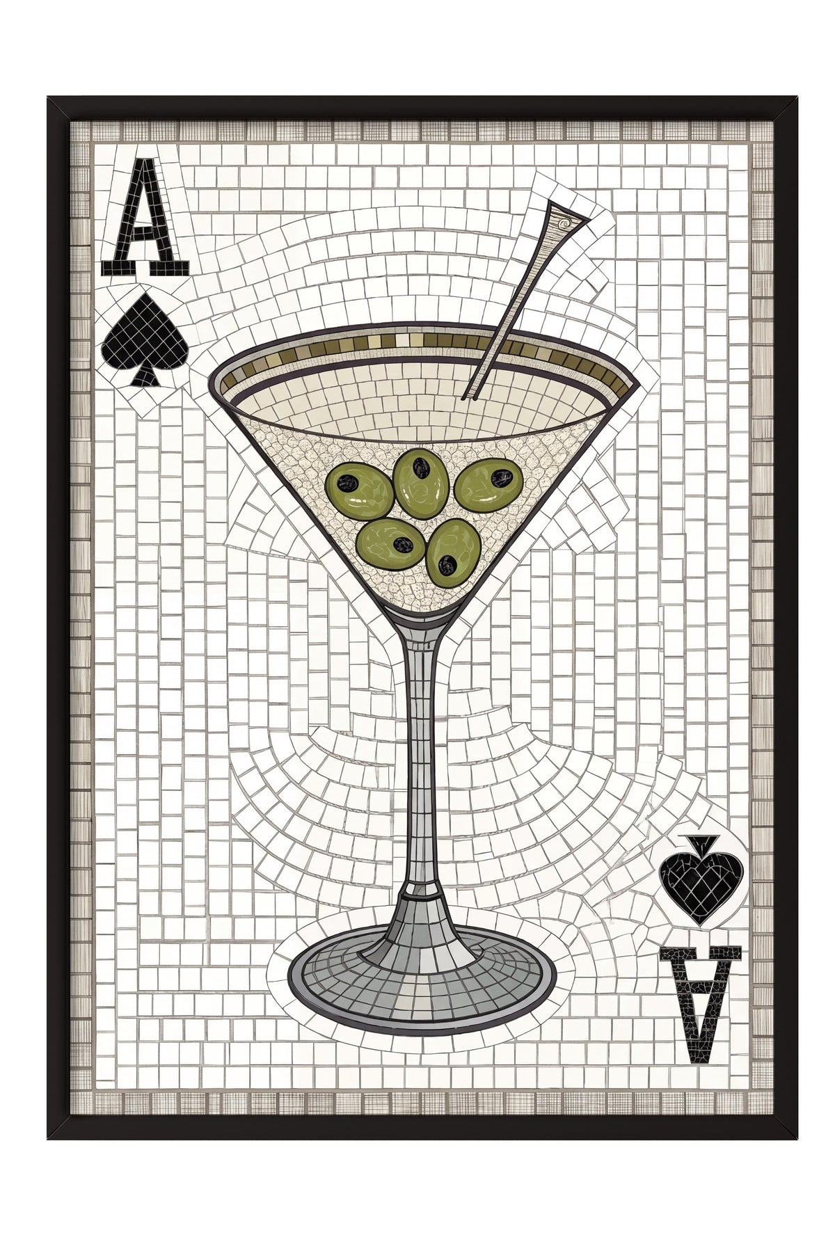 Zeytinli Martini Mozaiği Poster – Siyah Çerçeveli Tablo