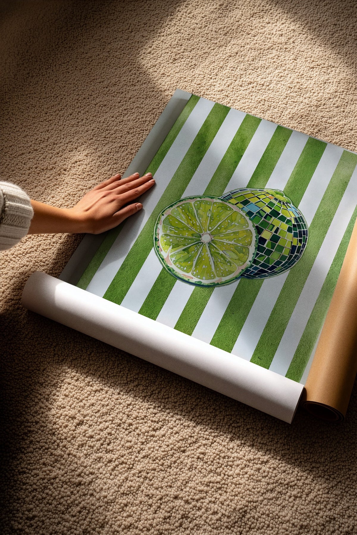Yeşil Limon Deseni Çerçevesiz Poster