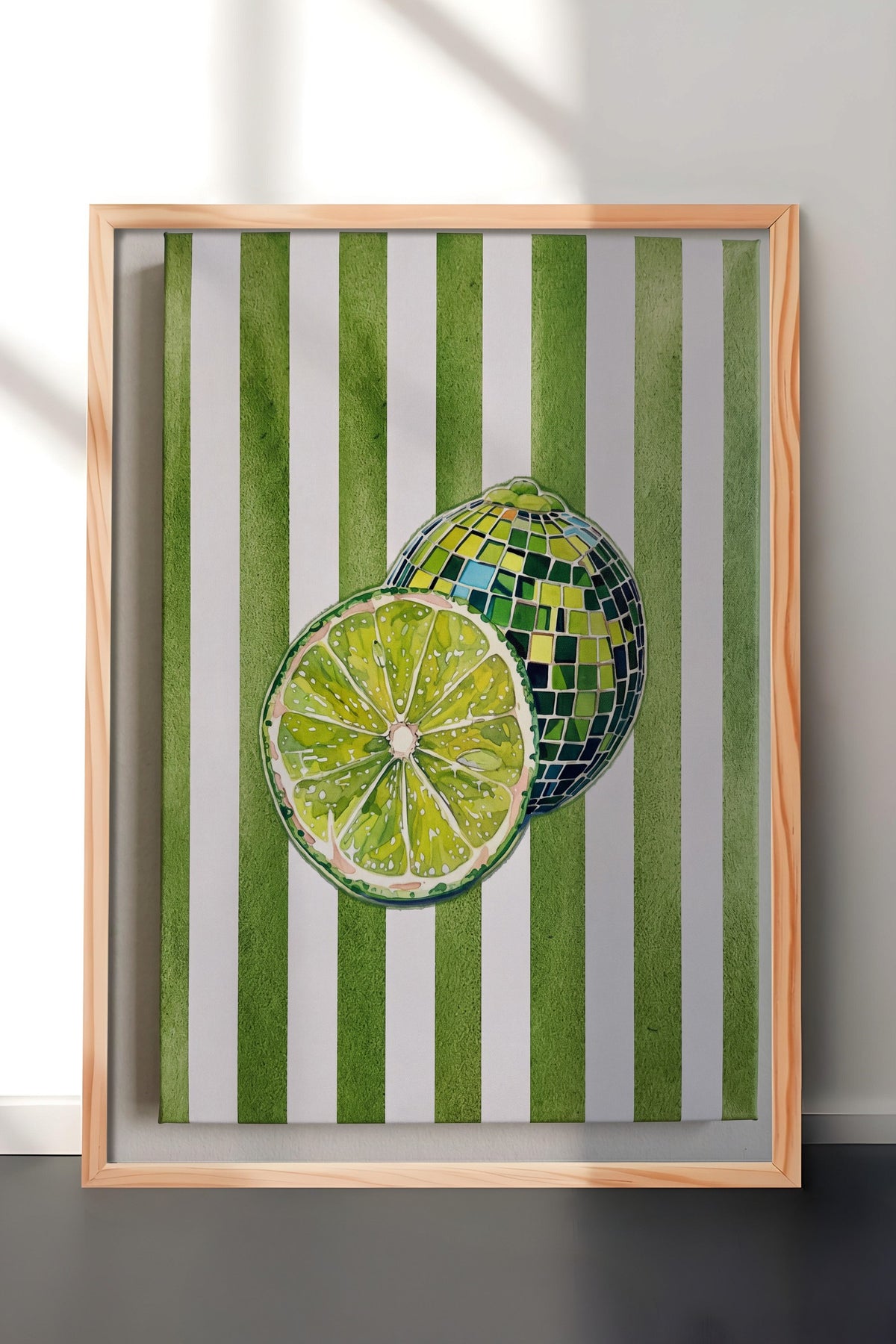 Yeşil Limon Deseni Poster – Ahşap Çerçeveli Tablo