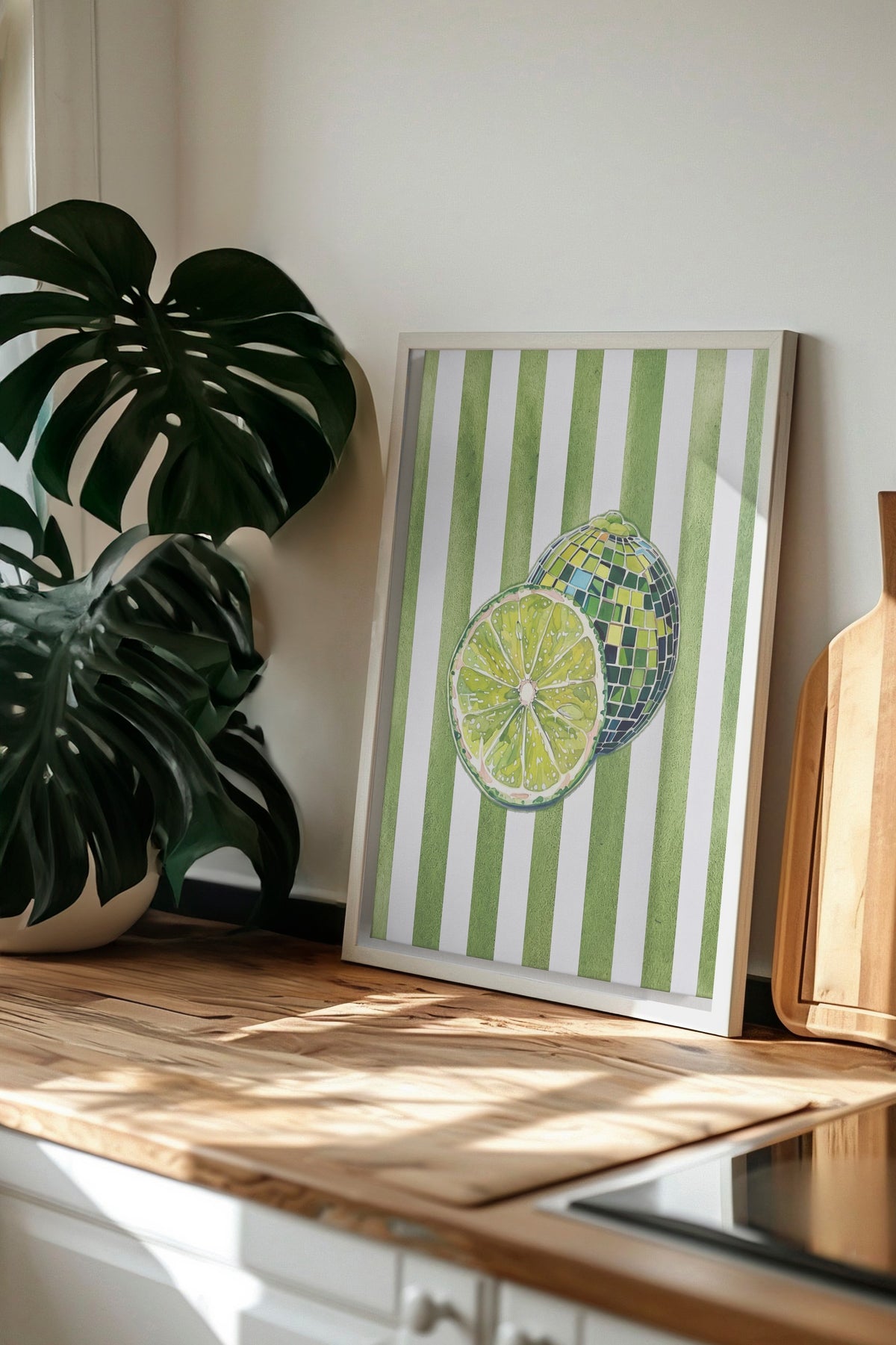 Yeşil Limon Deseni Poster – Beyaz Çerçeveli Tablo