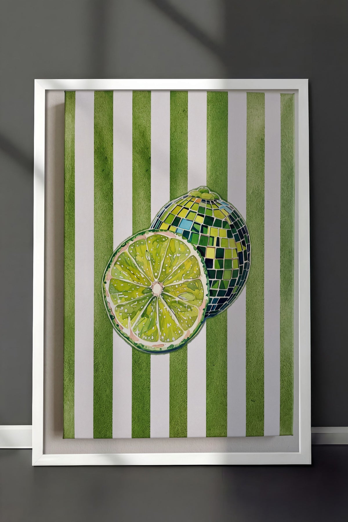 Yeşil Limon Deseni Poster – Beyaz Çerçeveli Tablo