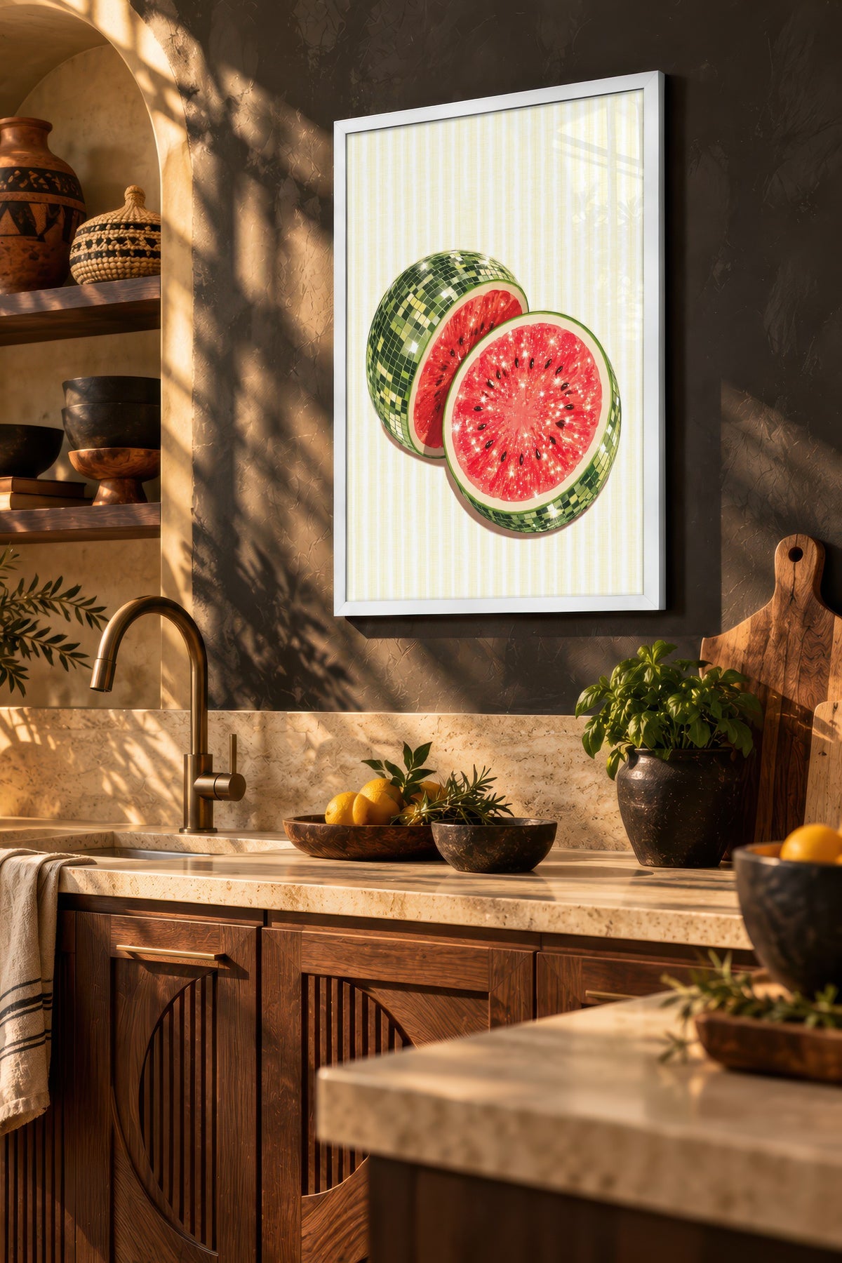 Disko Karpuz Poster – Beyaz Çerçeveli Tablo