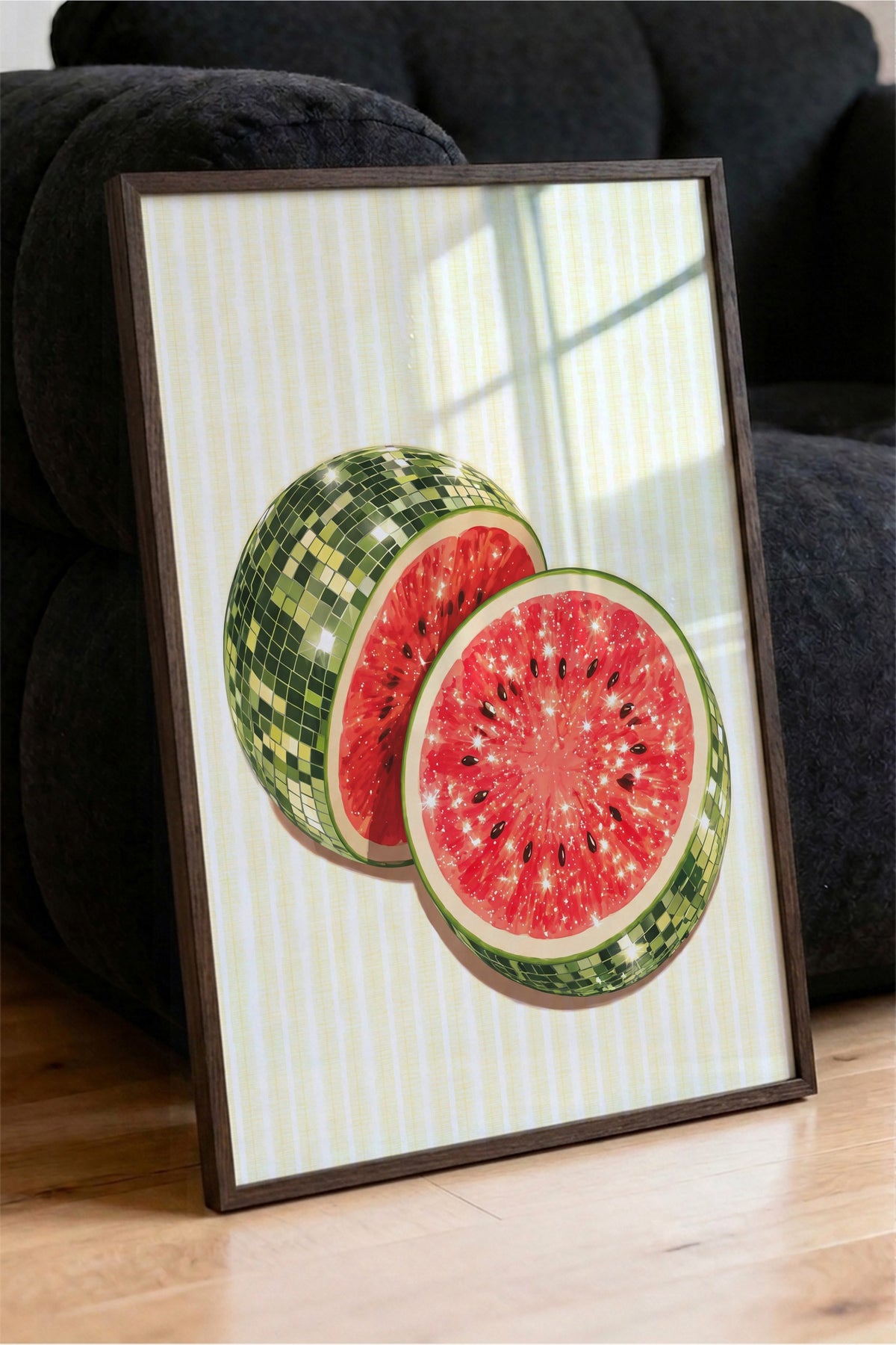 Disko Karpuz Poster – Kahverengi Çerçeveli Tablo