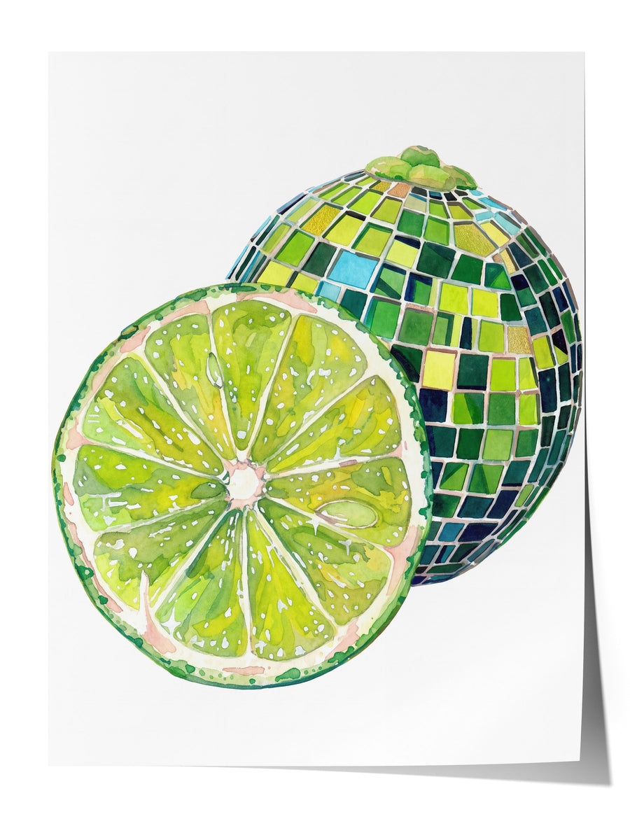 Mozaik Desenli Kesilmiş Yeşil Limon Çerçevesiz Poster