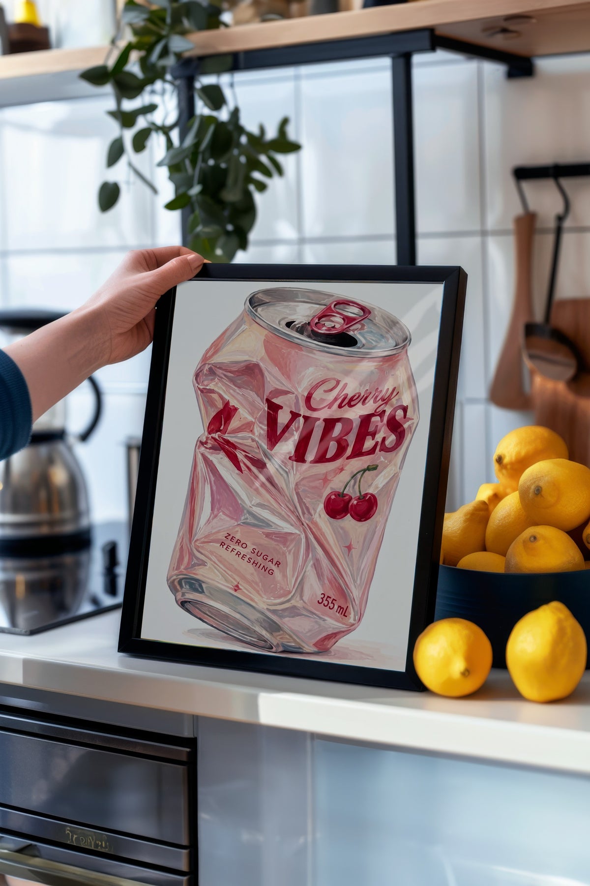 Cherry Vibes Poster – Siyah Çerçeveli Tablo