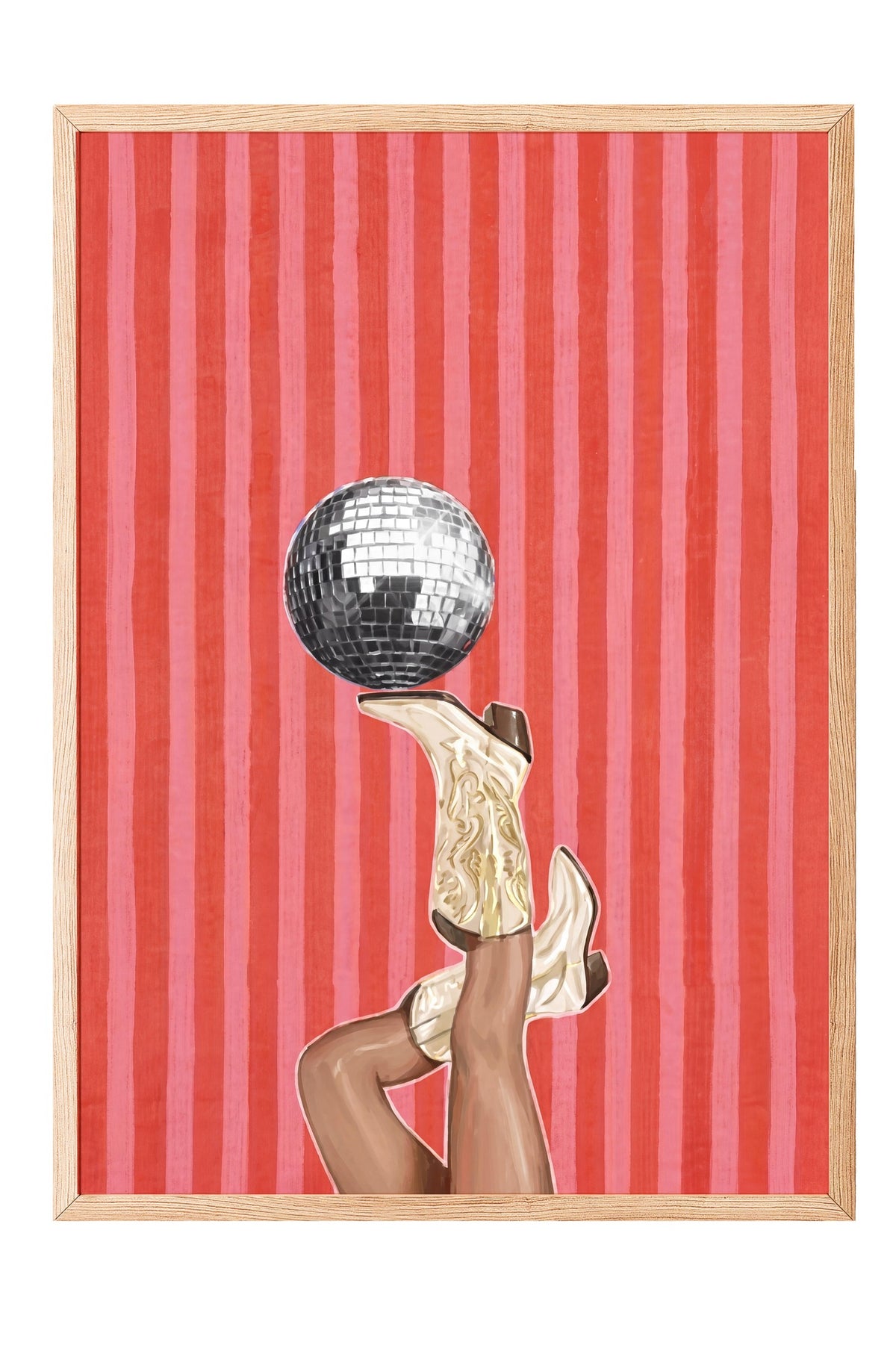 Disko Topu ve Çizme Poster – Ahşap Çerçeveli Tablo