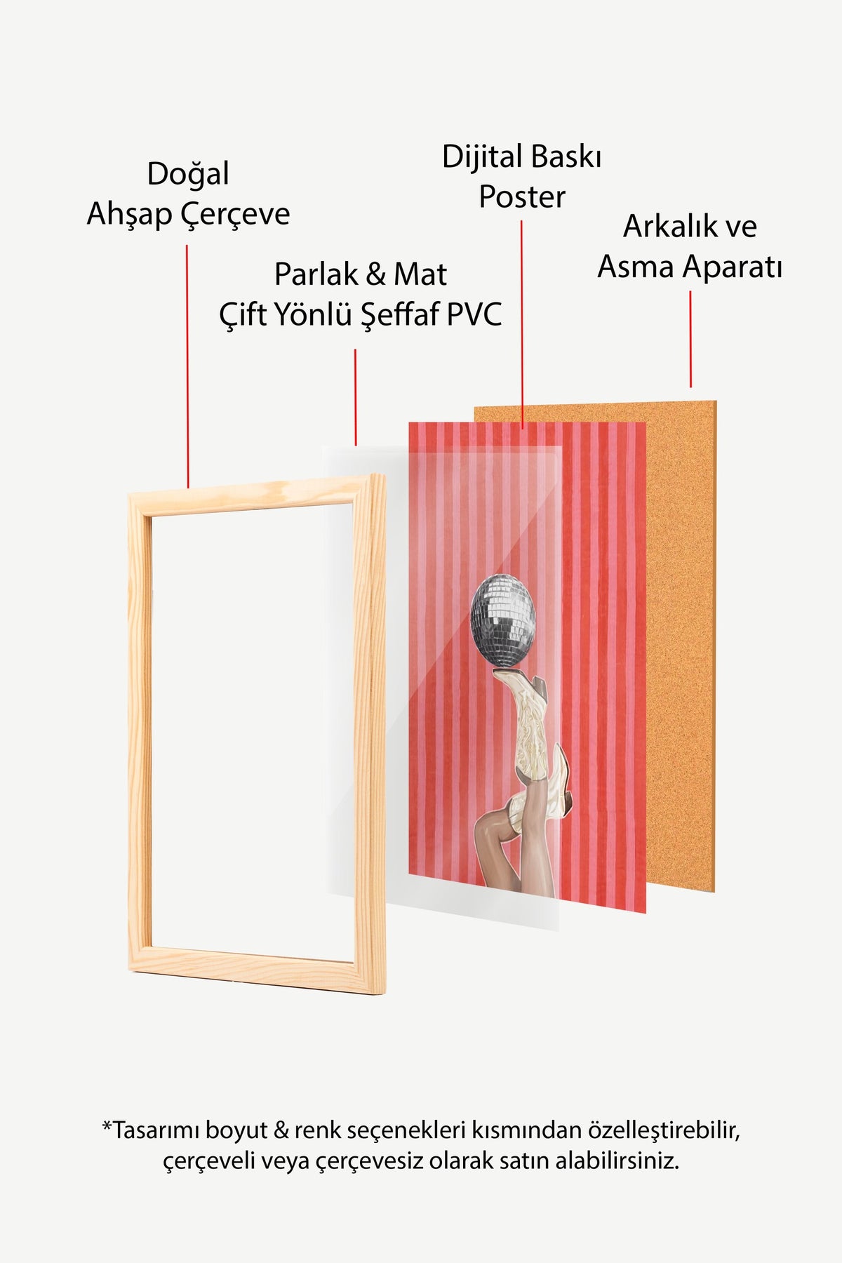 Disko Topu ve Çizme Poster – Ahşap Çerçeveli Tablo