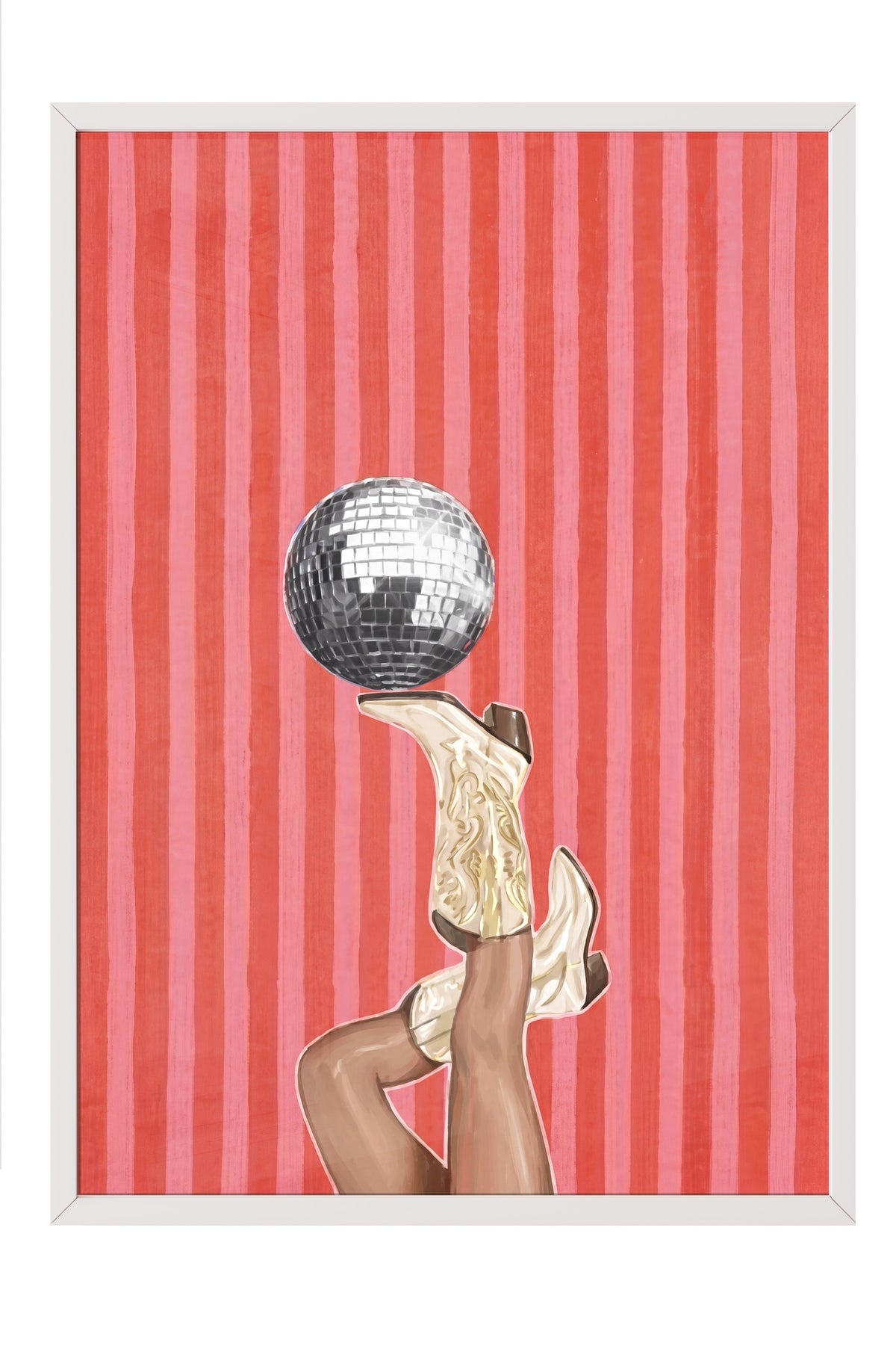 Disko Topu ve Çizme Poster – Beyaz Çerçeveli Tablo