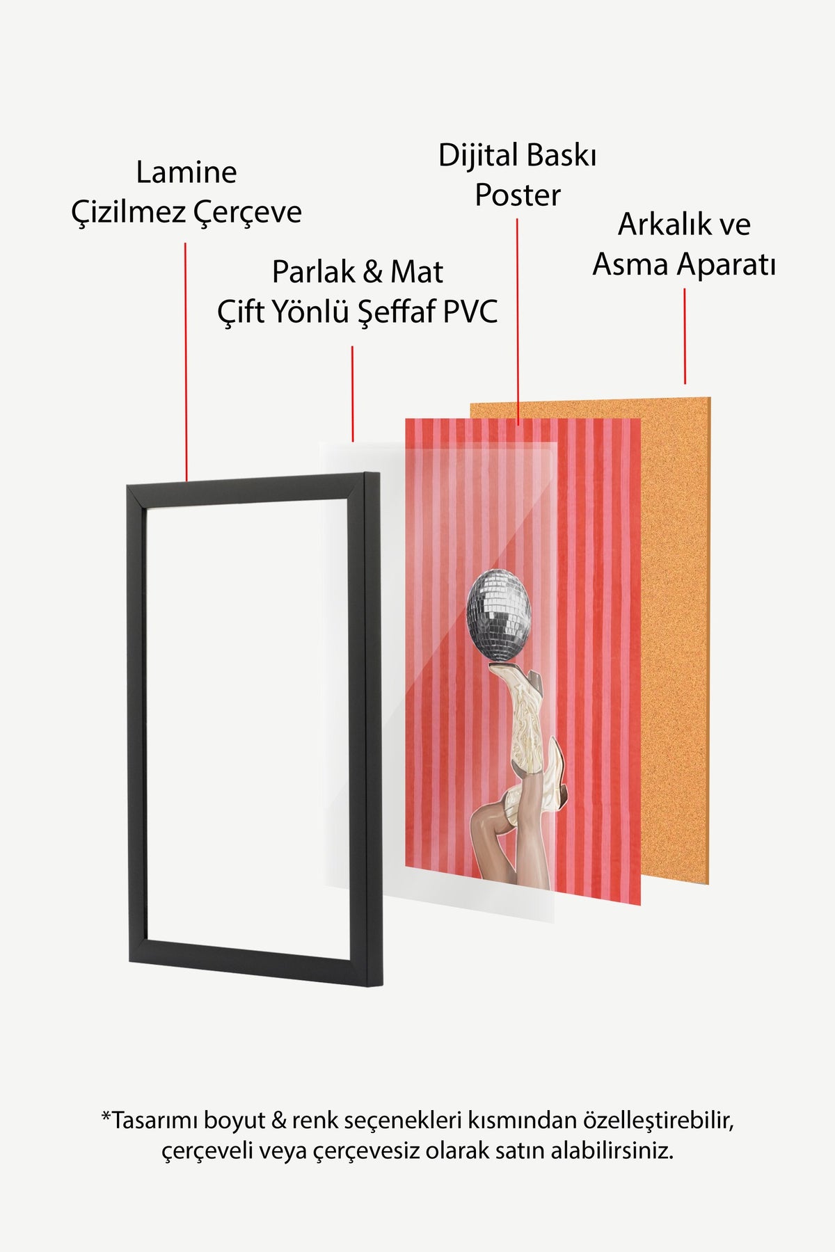 Disko Topu ve Çizme Poster – Siyah Çerçeveli Tablo