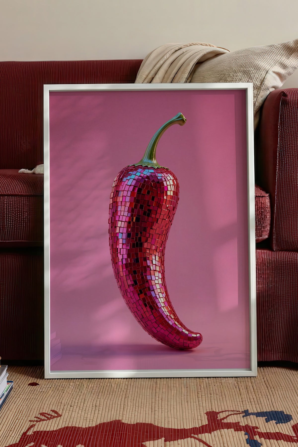 Mozaik Biber Poster – Beyaz Çerçeveli Tablo