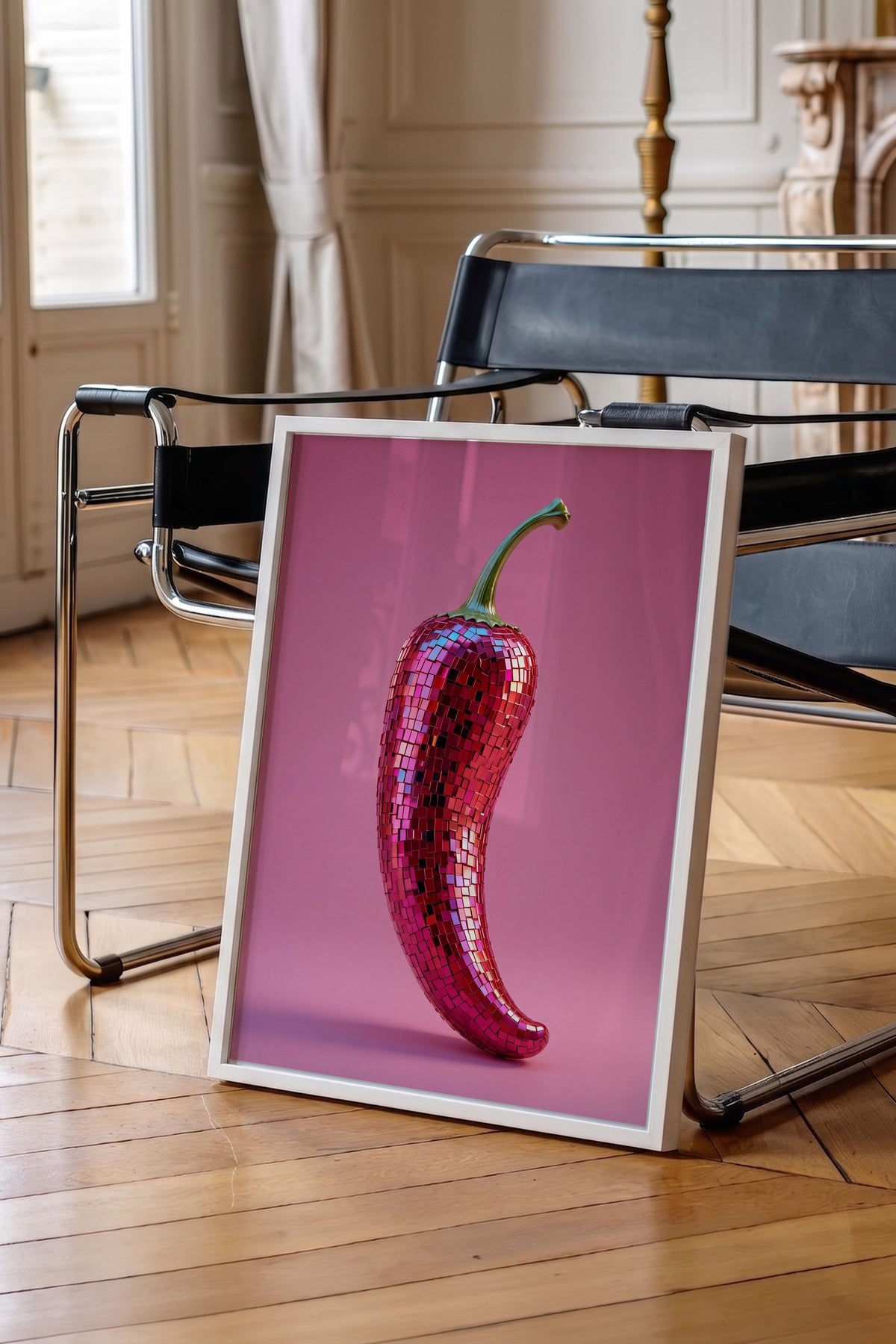 Mozaik Biber Poster – Beyaz Çerçeveli Tablo