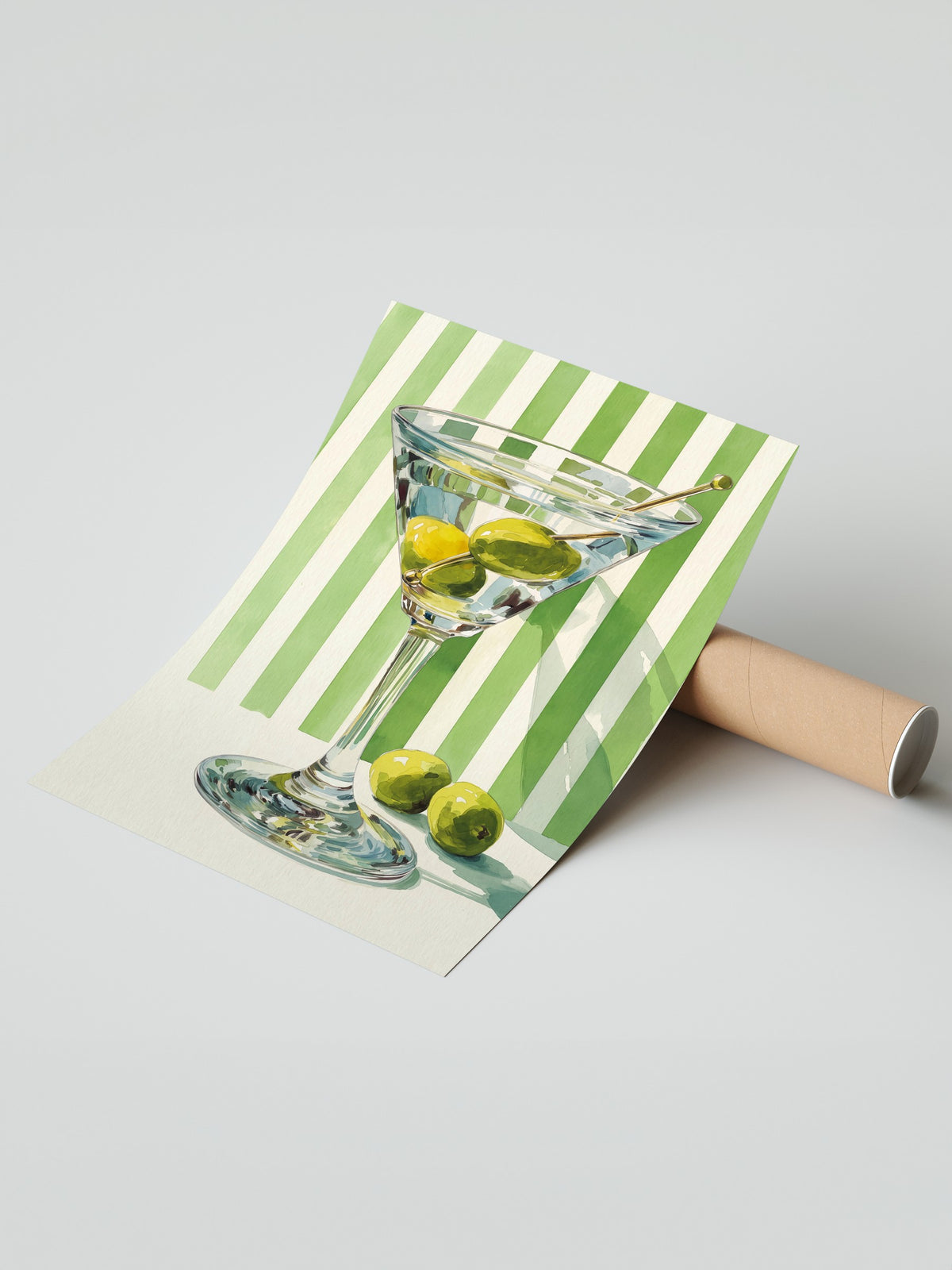 Martini Bardağı ve Zeytinler Çerçevesiz Poster