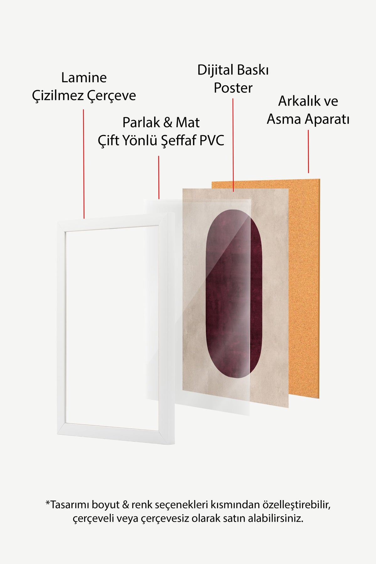 Soyut Geometrik Desen Poster – Beyaz Çerçeveli Tablo