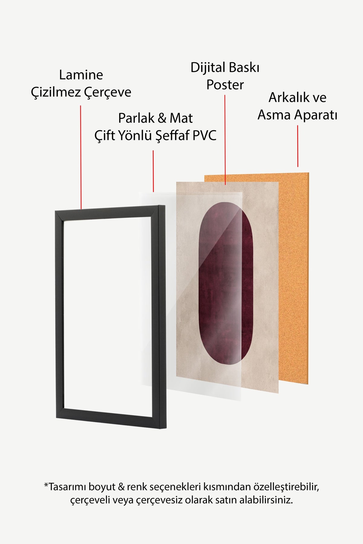 Soyut Geometrik Desen Poster – Siyah Çerçeveli Tablo