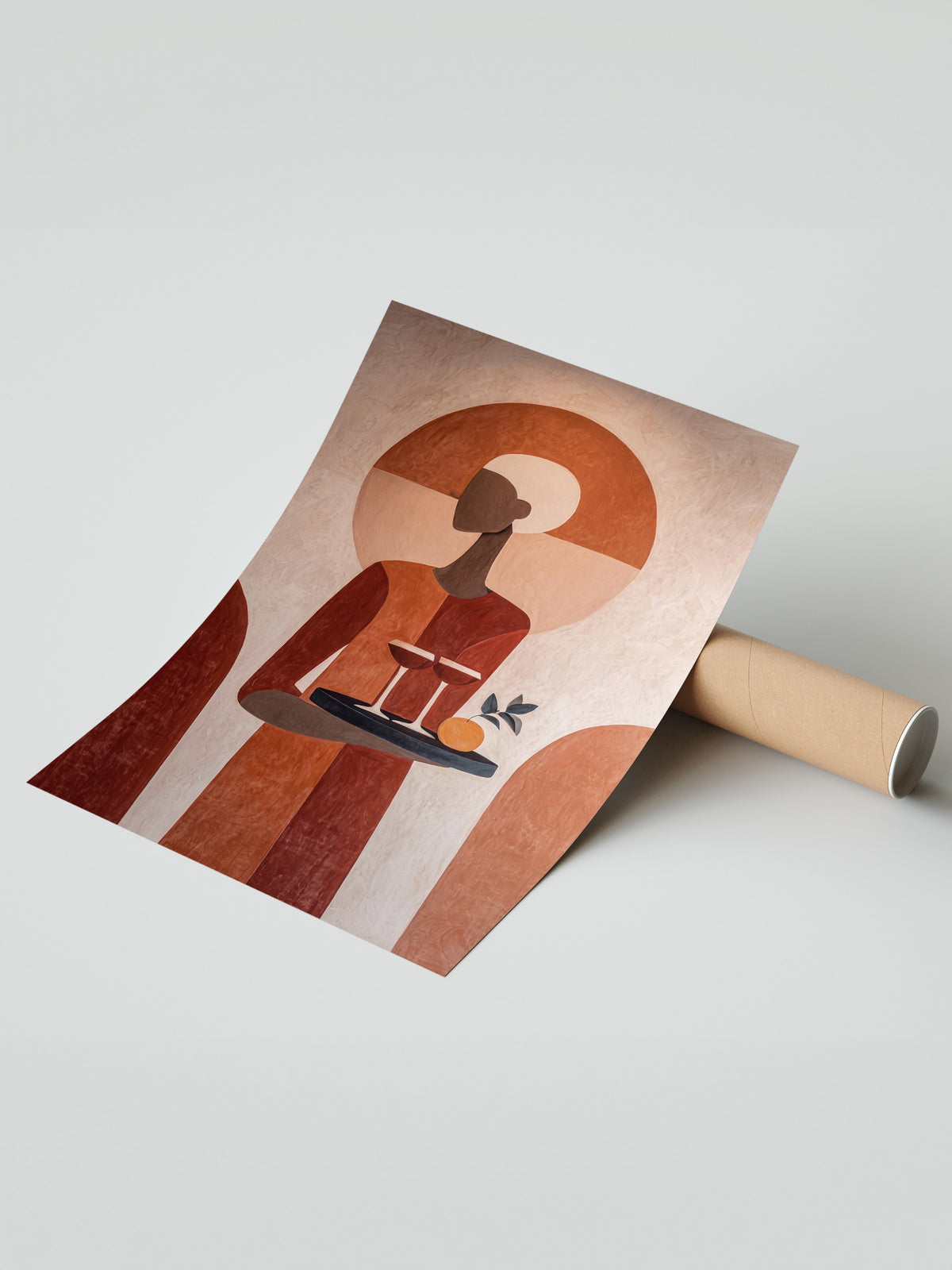 Minimalist Figür ve Turuncu Tonlar Çerçevesiz Poster
