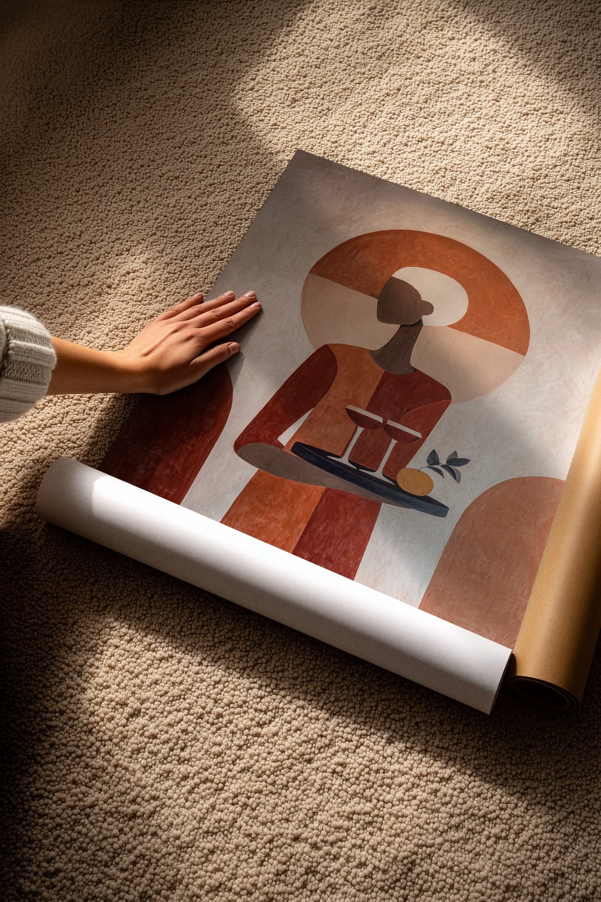 Minimalist Figür ve Turuncu Tonlar Çerçevesiz Poster