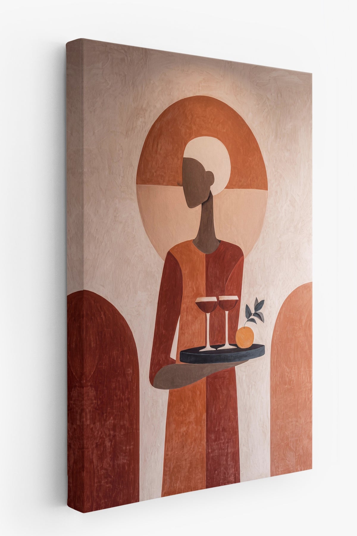 Minimalist Figür ve Turuncu Tonlar Kanvas Tablo