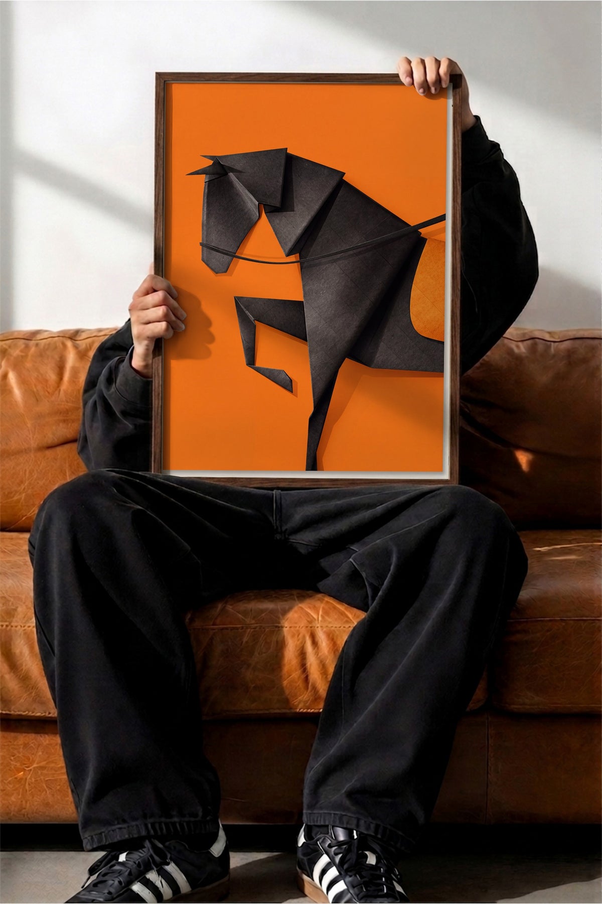 Origami At Poster – Kahverengi Çerçeveli Tablo