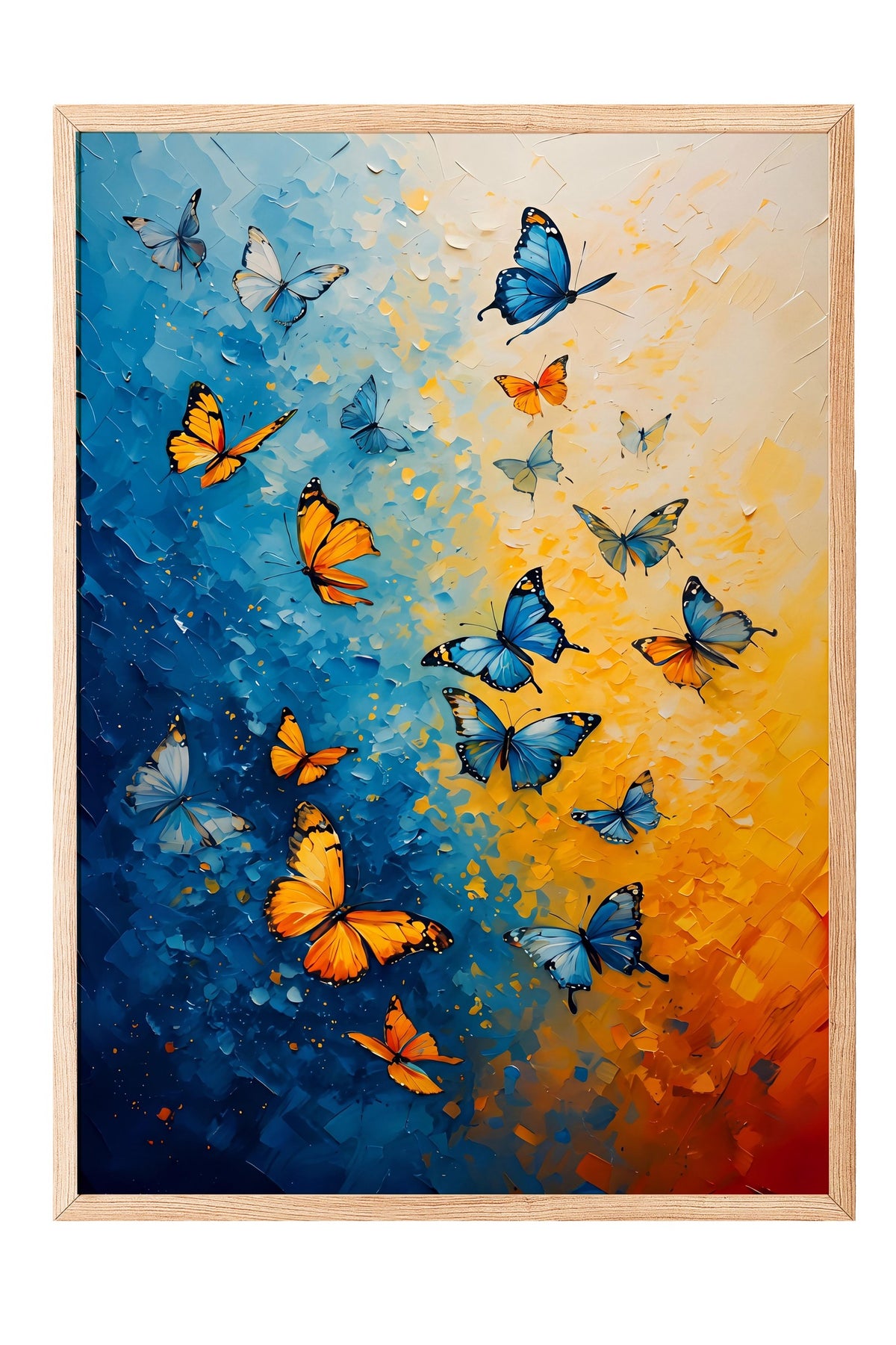 Renkli Kelebekler Poster – Ahşap Çerçeveli Tablo