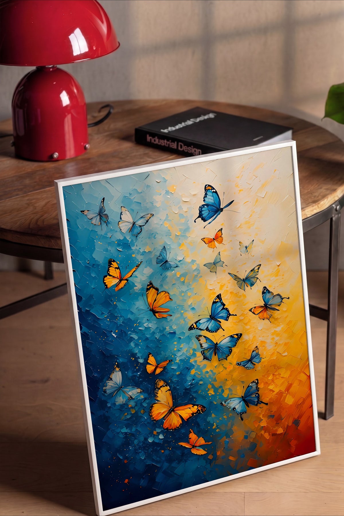 Renkli Kelebekler Poster – Beyaz Çerçeveli Tablo