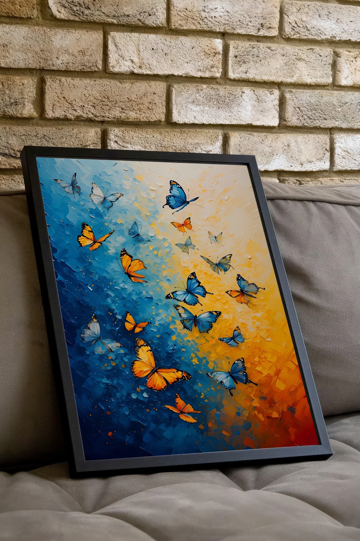 Renkli Kelebekler Poster – Siyah Çerçeveli Tablo