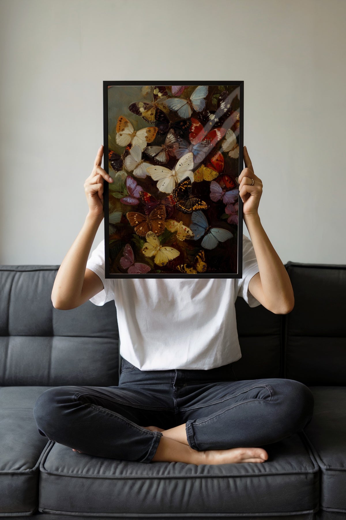 Renkli Kelebekler Poster – Siyah Çerçeveli Tablo