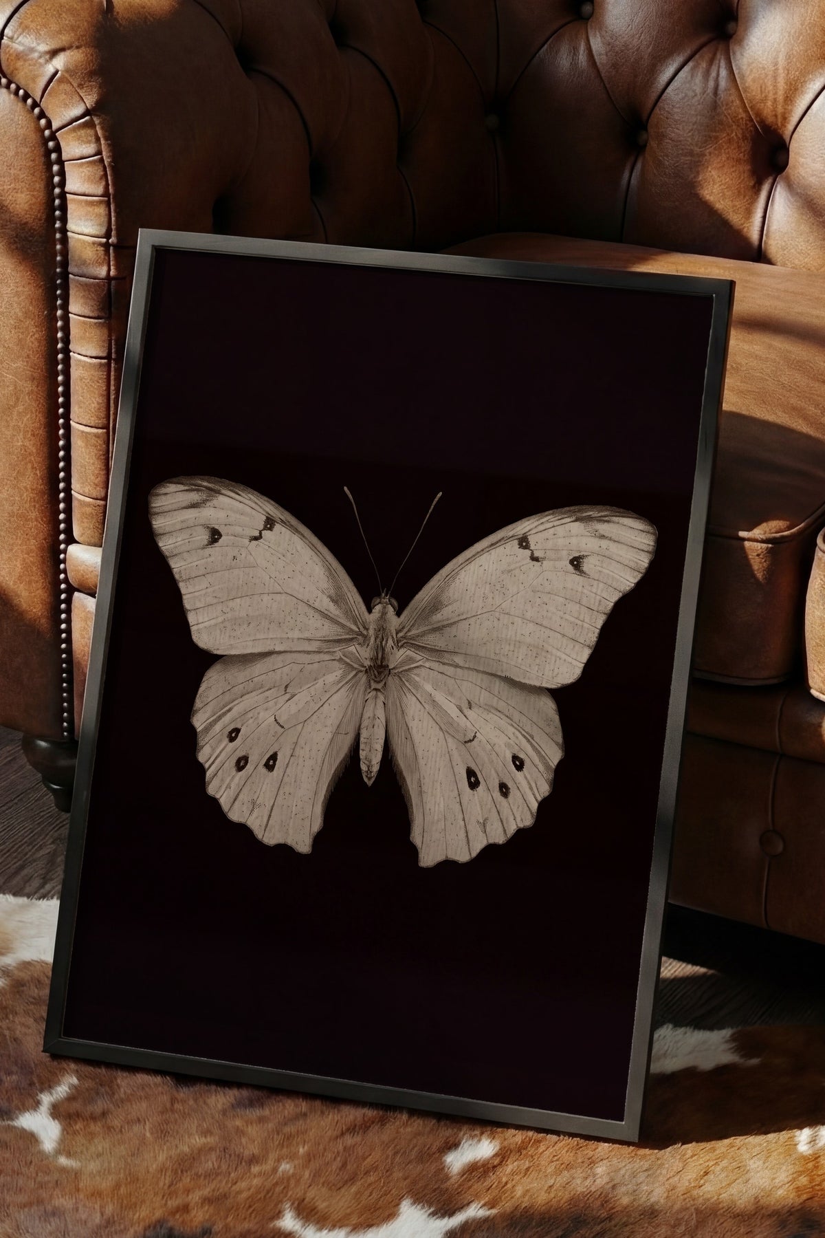 Kelebek Çizimi Poster – Siyah Çerçeveli Tablo