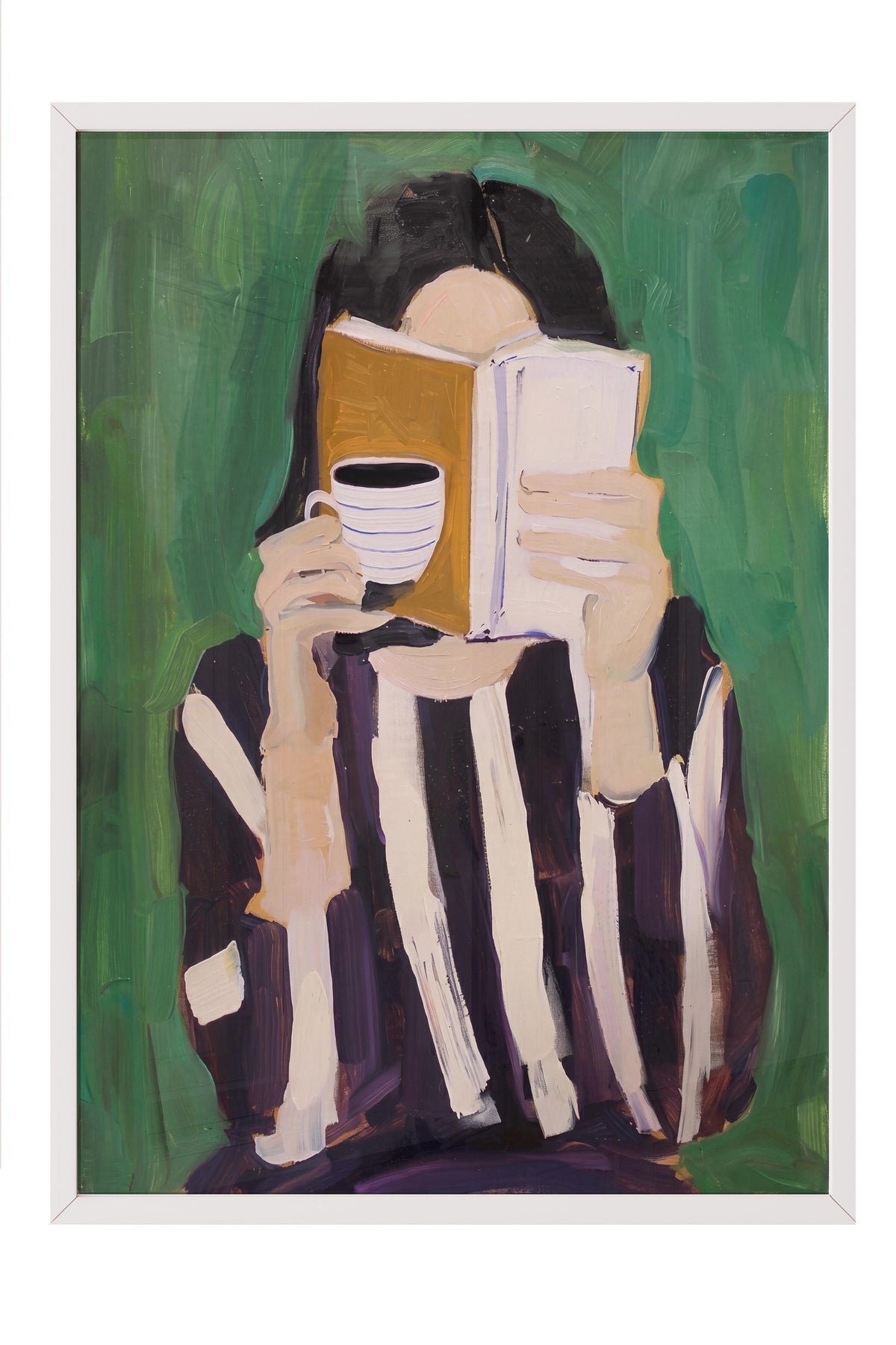 Kitap Okuyan Kadın Poster – Beyaz Çerçeveli Tablo