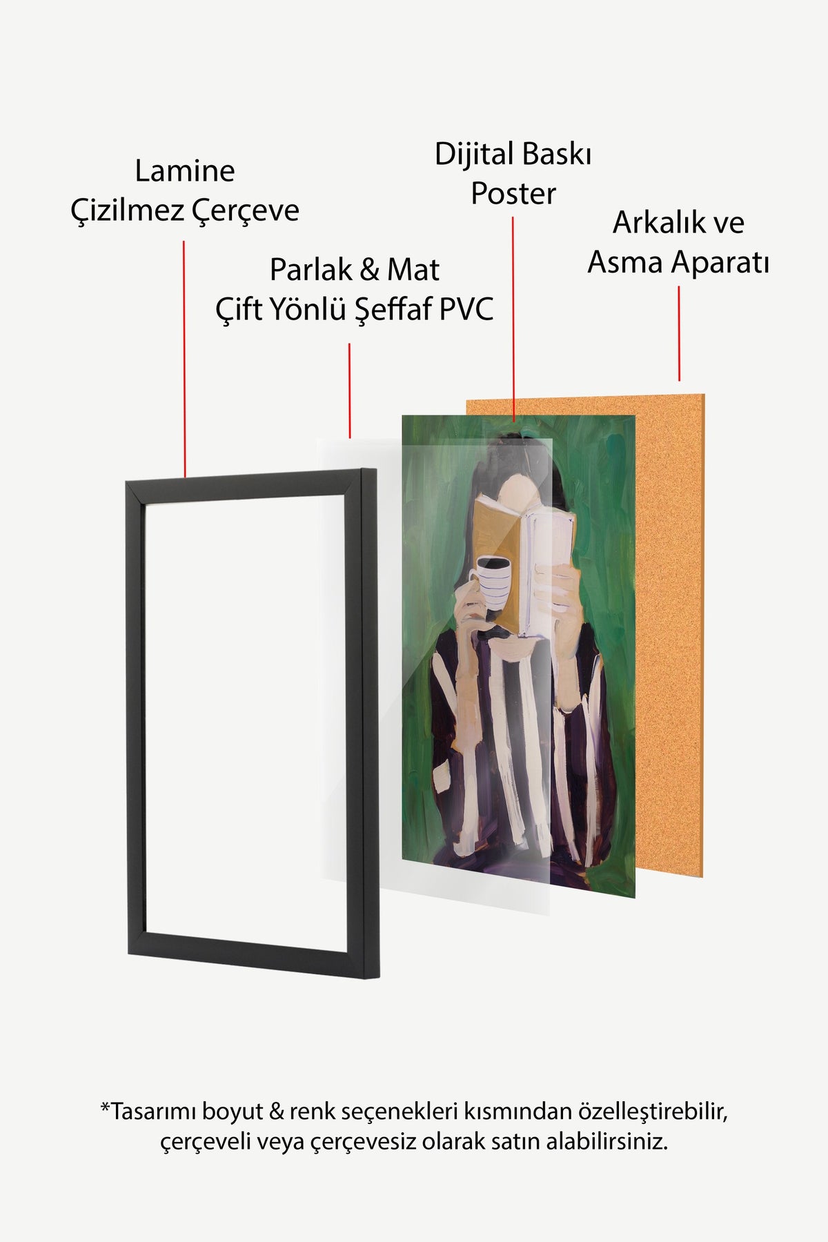 Kitap Okuyan Kadın Poster – Siyah Çerçeveli Tablo