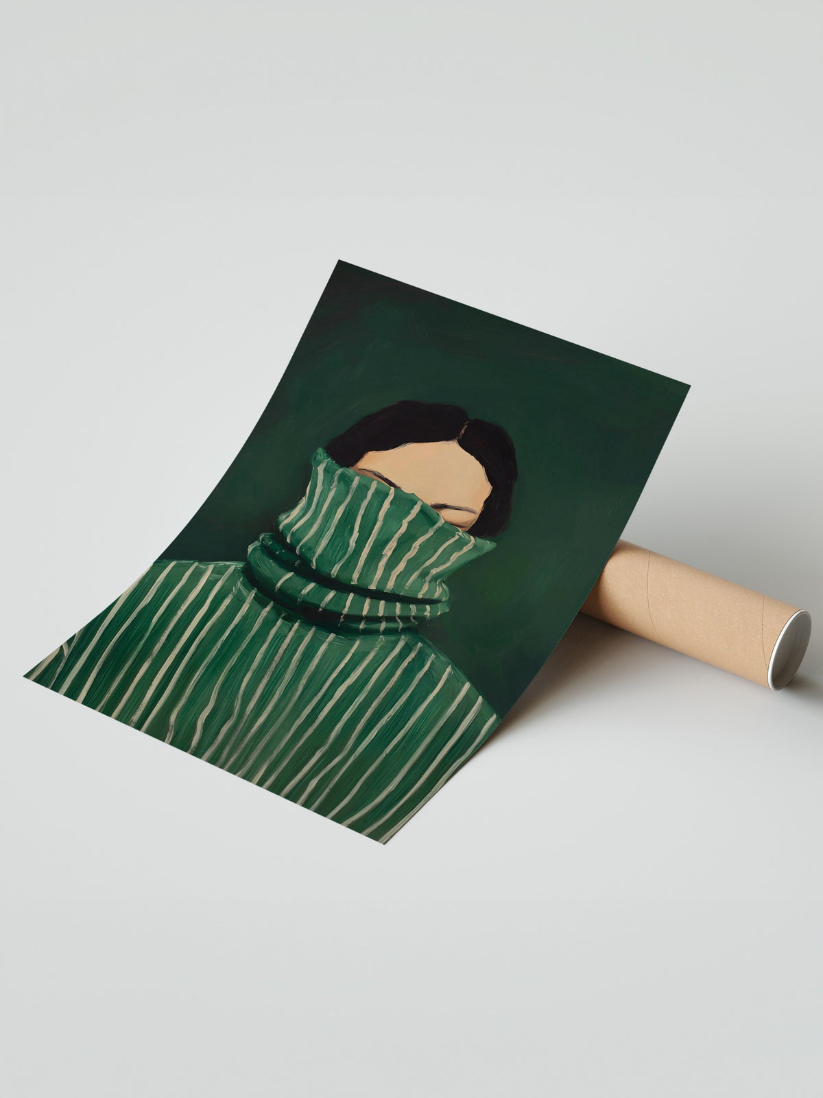 Yeşil Çizgili Kazaklı Figür Çerçevesiz Poster