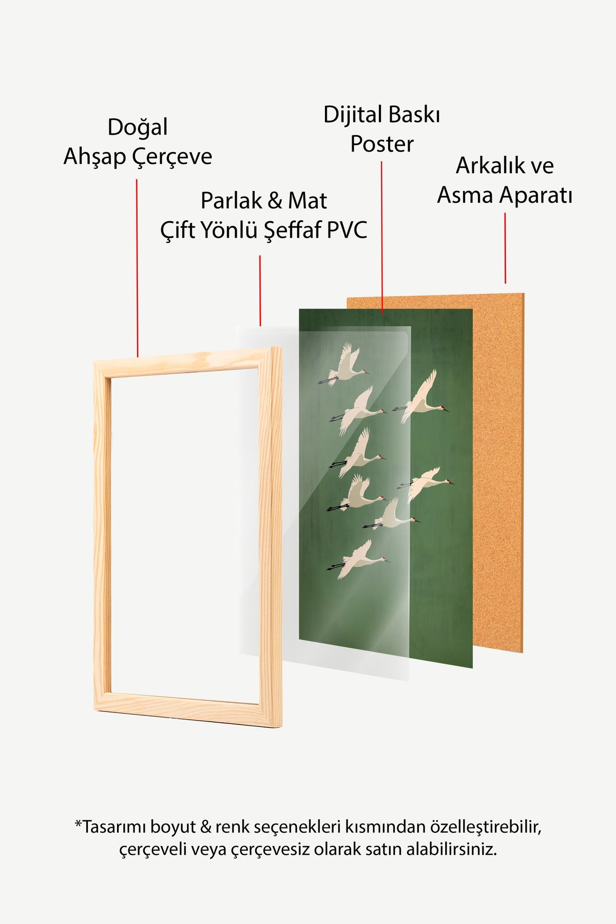 Uçan Turnalar Poster – Ahşap Çerçeveli Tablo