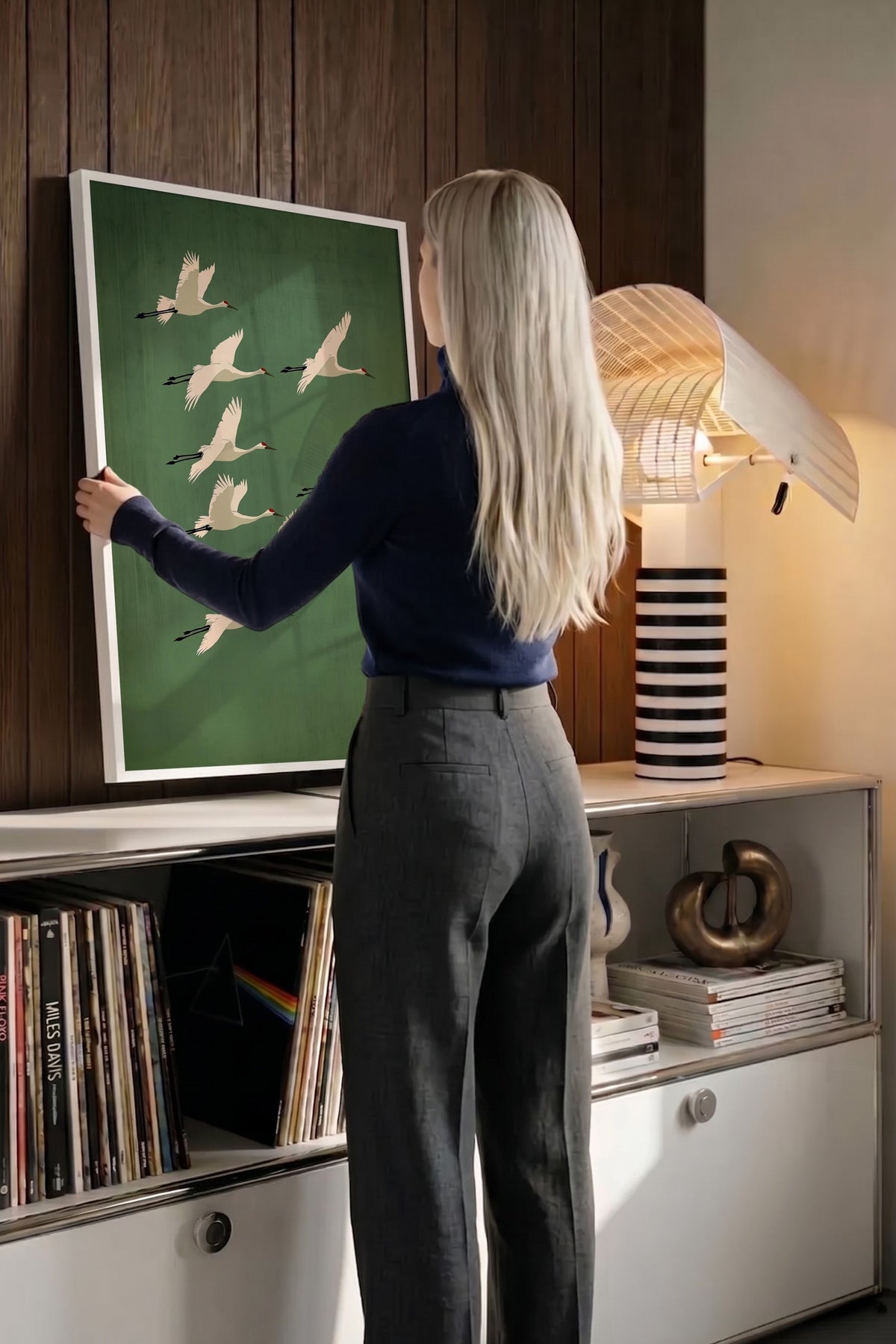Uçan Turnalar Poster – Beyaz Çerçeveli Tablo